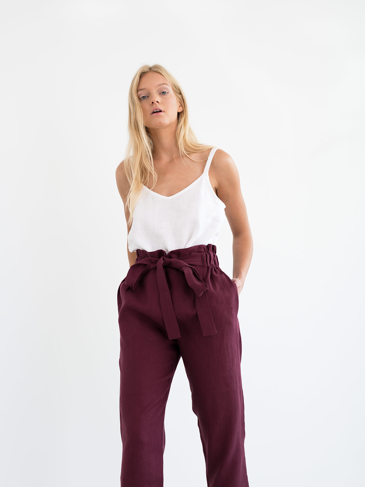 NOAH Paper Bag Linen Pants - Image 2