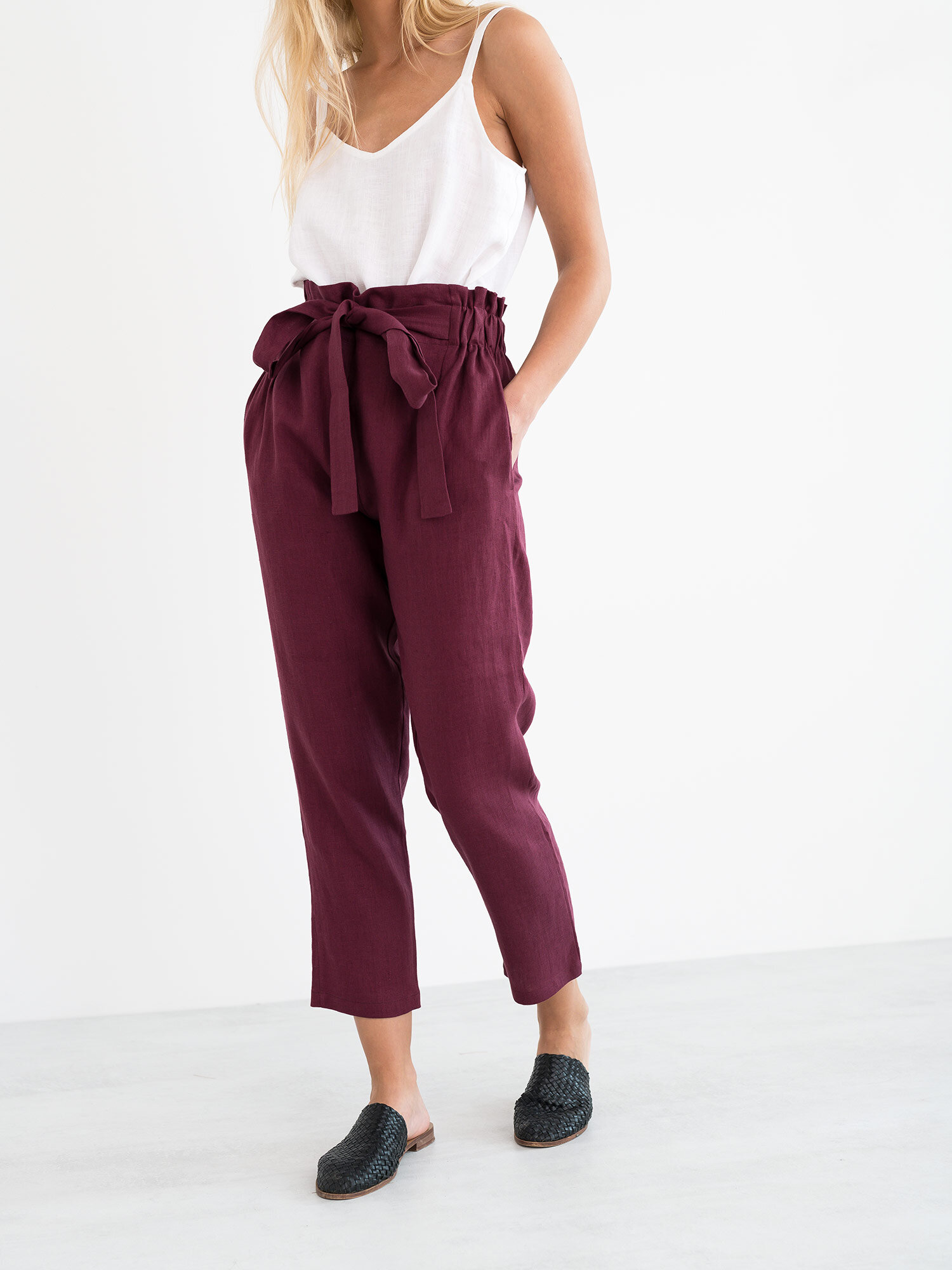 NOAH Paper Bag Linen Pants - Image 4