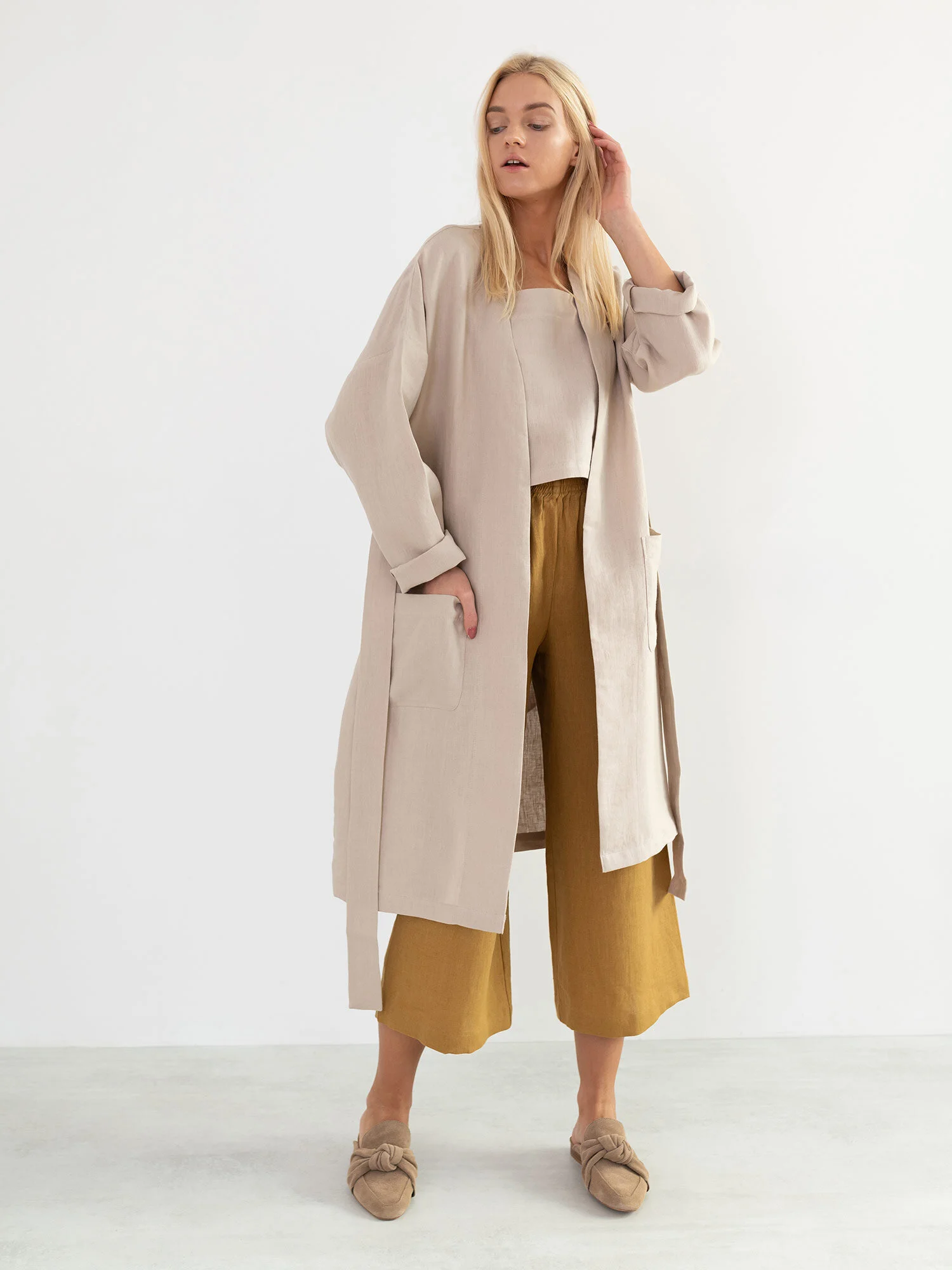 Image 4 of NORA Linen Coat in Beige from Love and Confuse