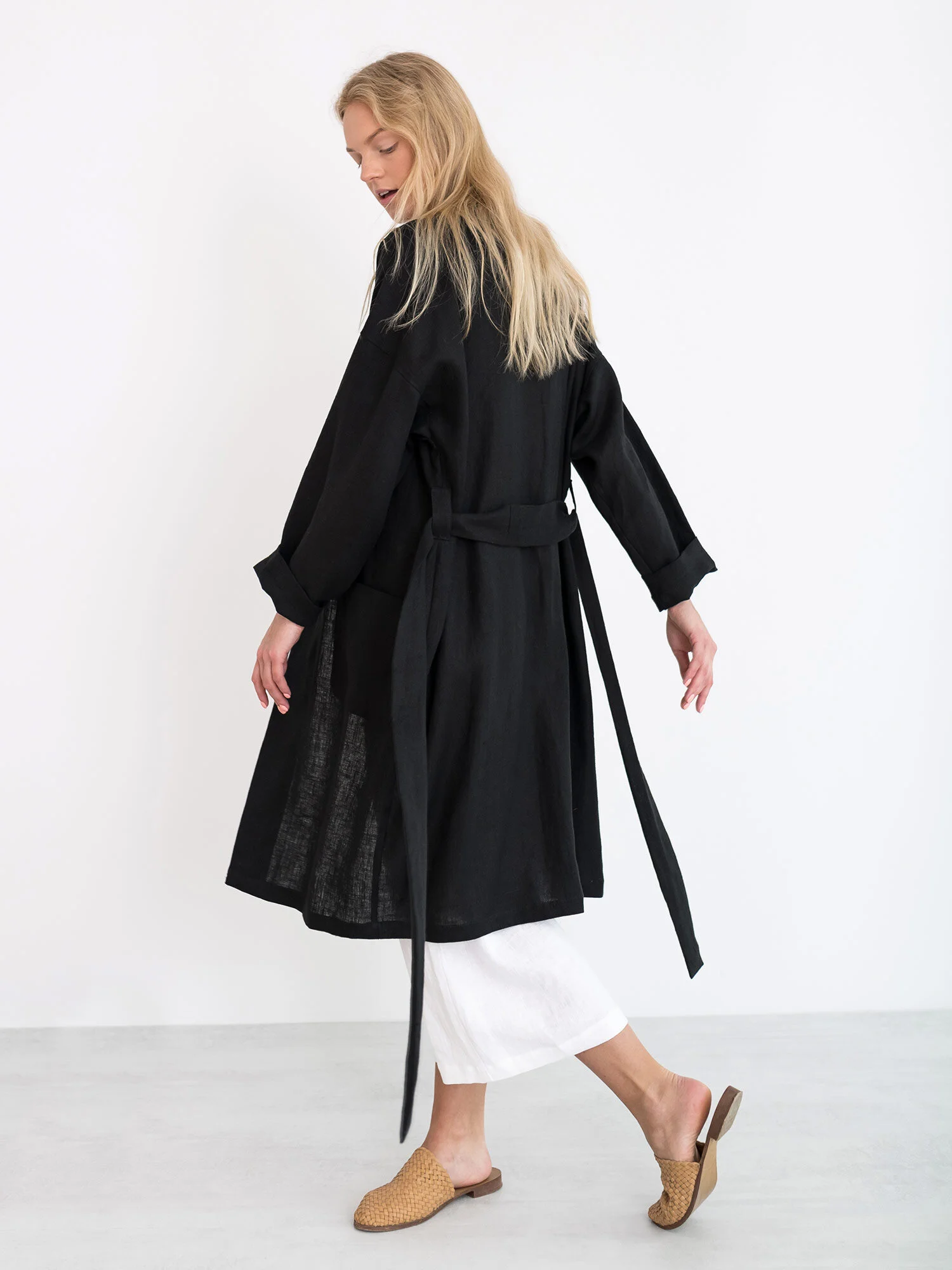 Image 2 of NORA Linen Coat in Black from Love and Confuse