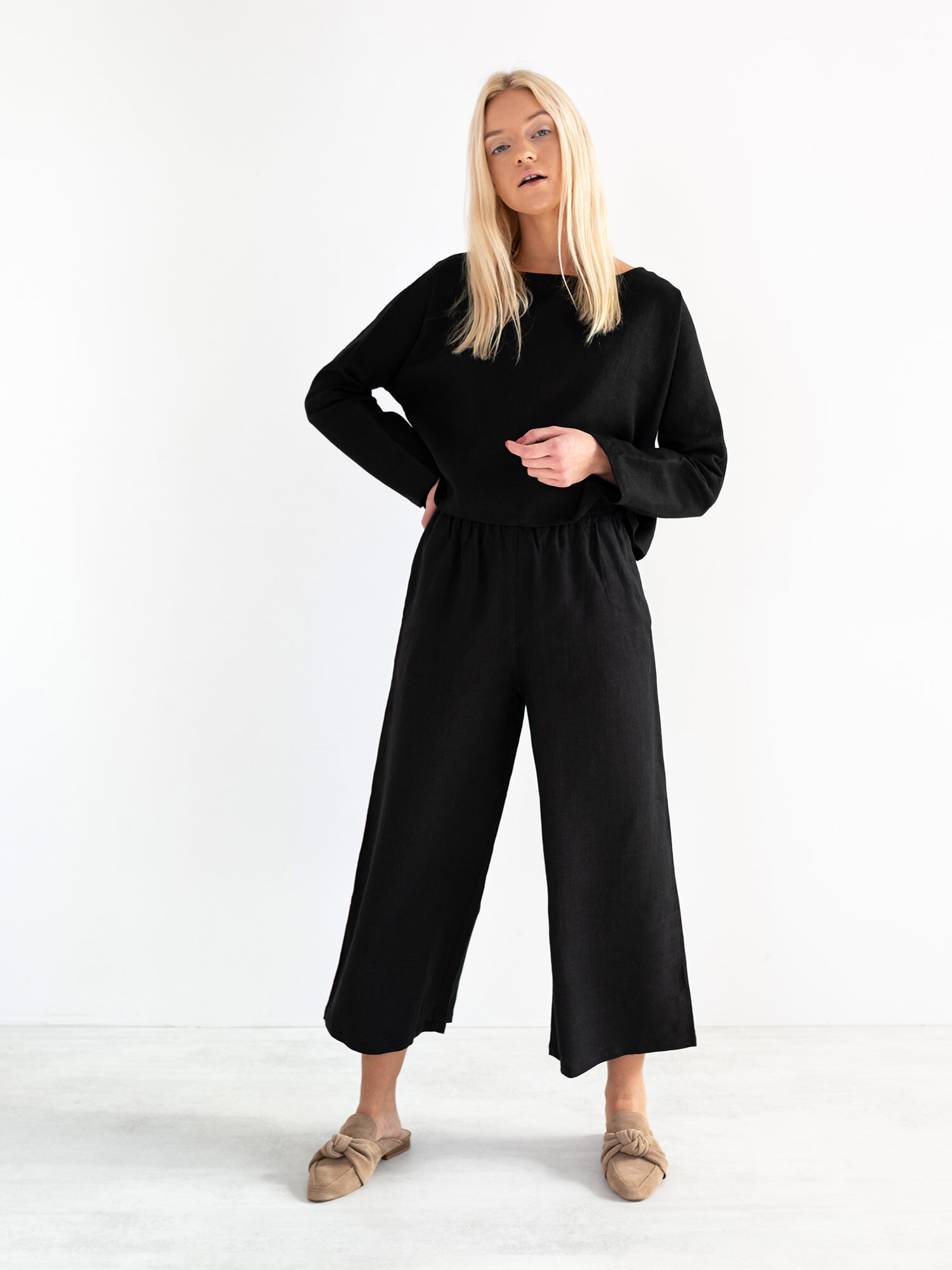 RILEY Wide Leg Linen Pants - Image 1
