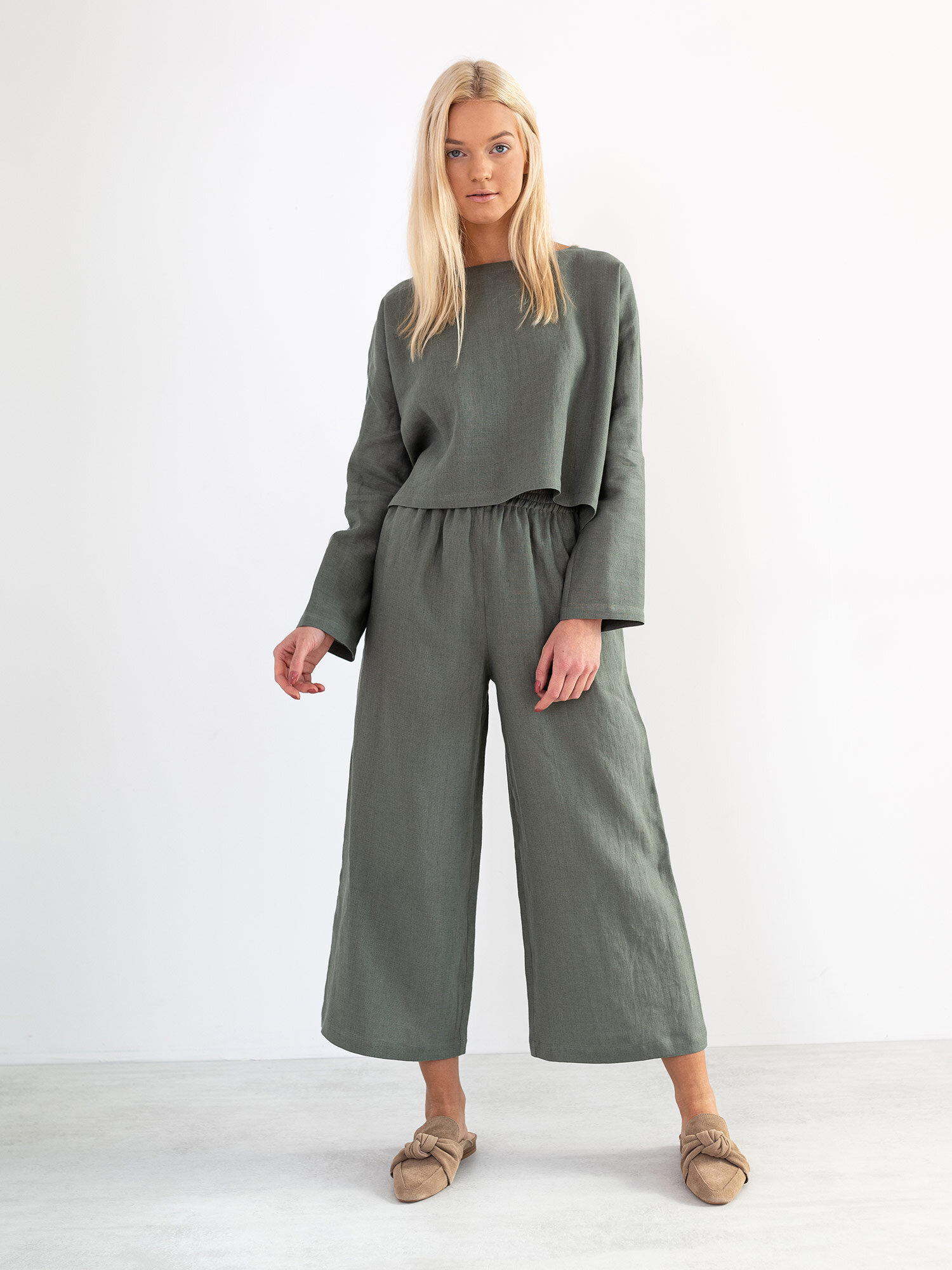 RILEY Wide Leg Linen Pants - Image 1