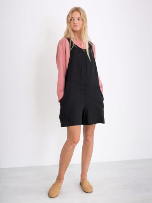 RIVER Linen Overalls in Black
