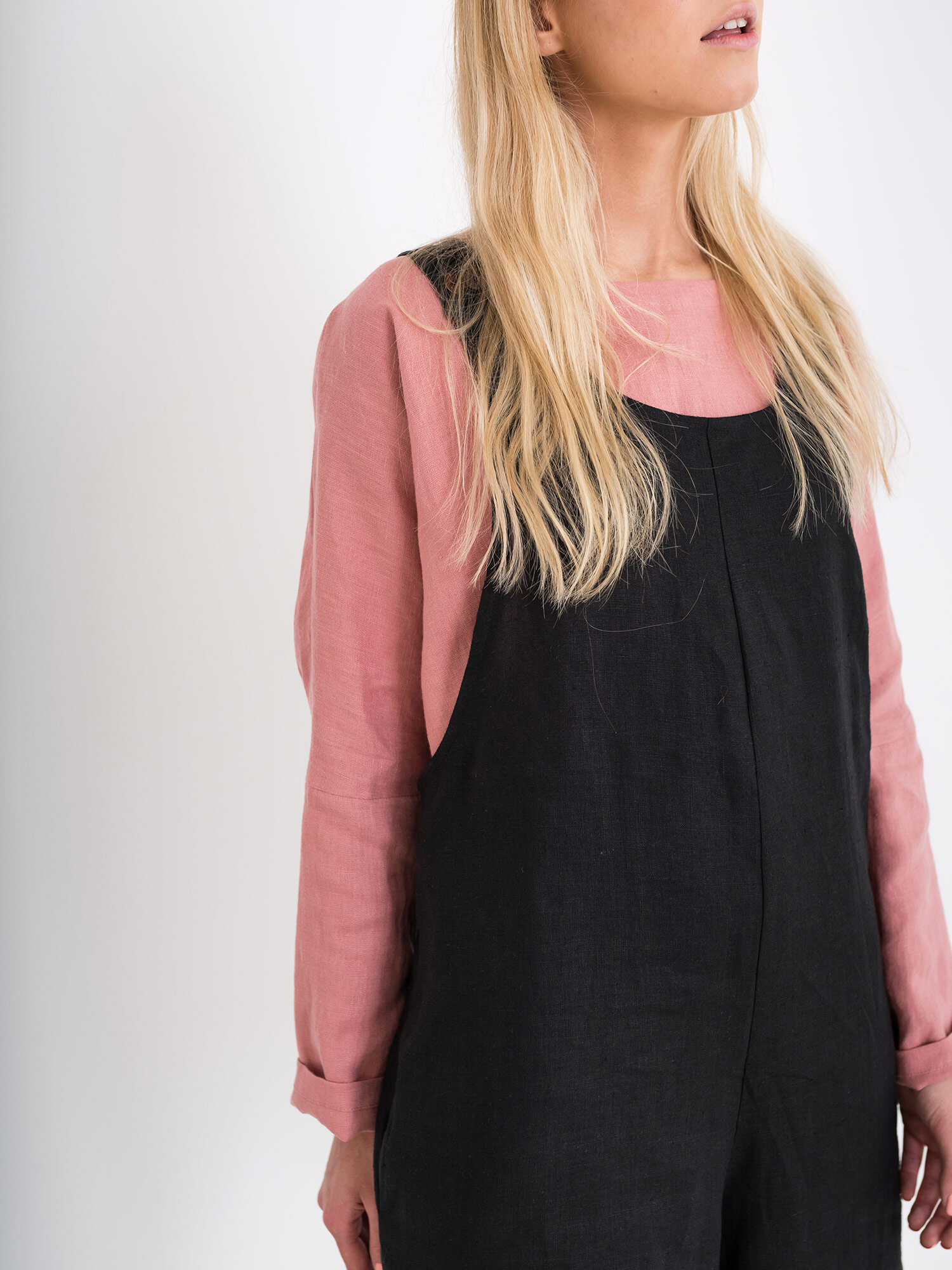 RIVER Linen Overalls in Black - Image 3