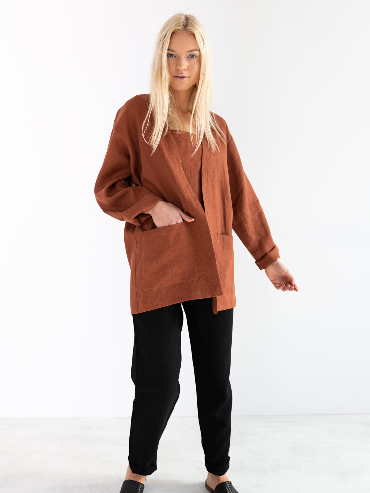 SELBY pellavatakki Ruoste — takaa