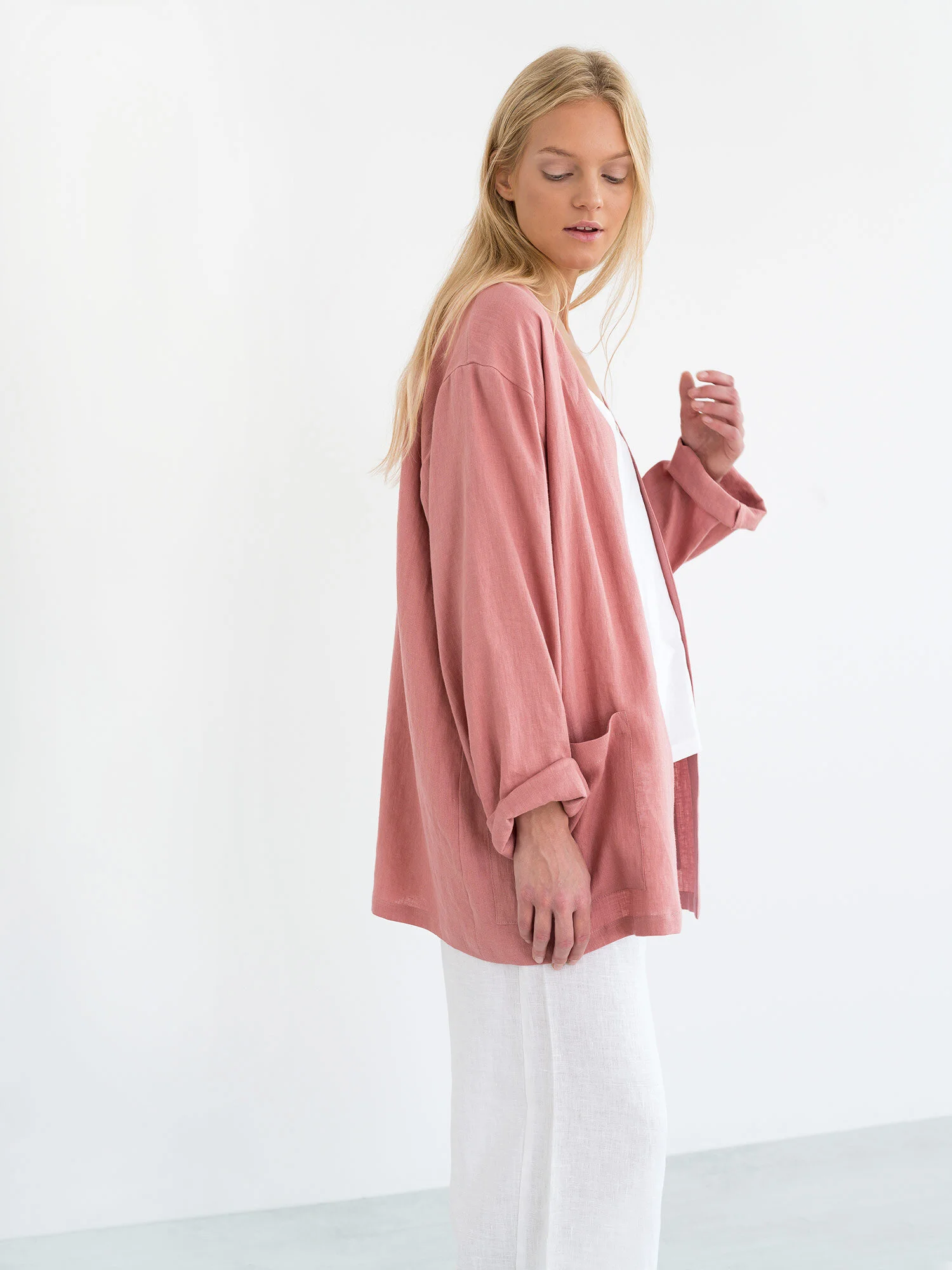 Image 2 of SELBY Linen Jacket in Salmon Pink from Love and Confuse