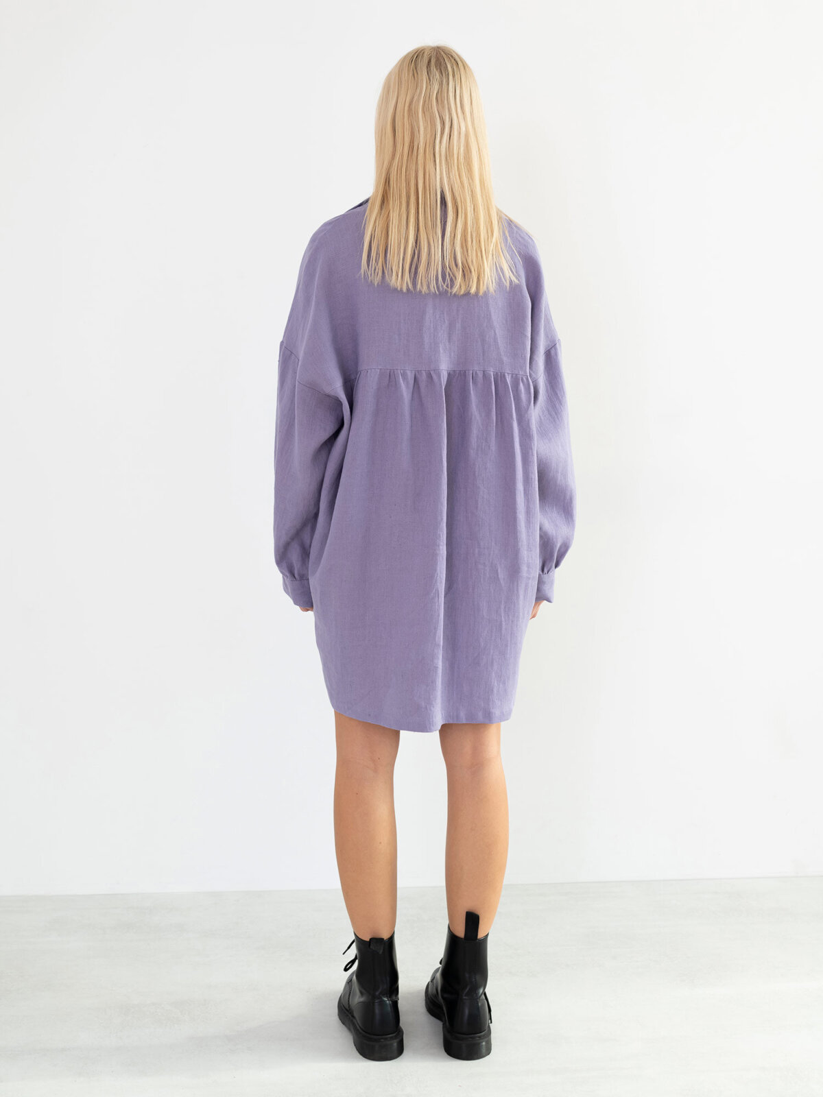 SKY pellavatunikamekko Violetti Tulppaani — yksityiskohta