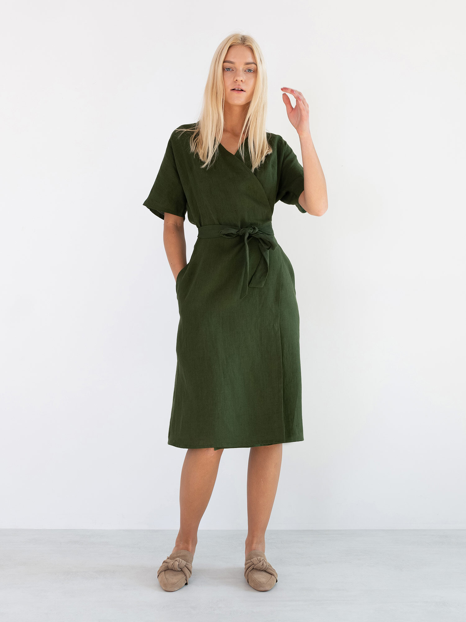 SUMMER Linen Wrap Dress - Image 1