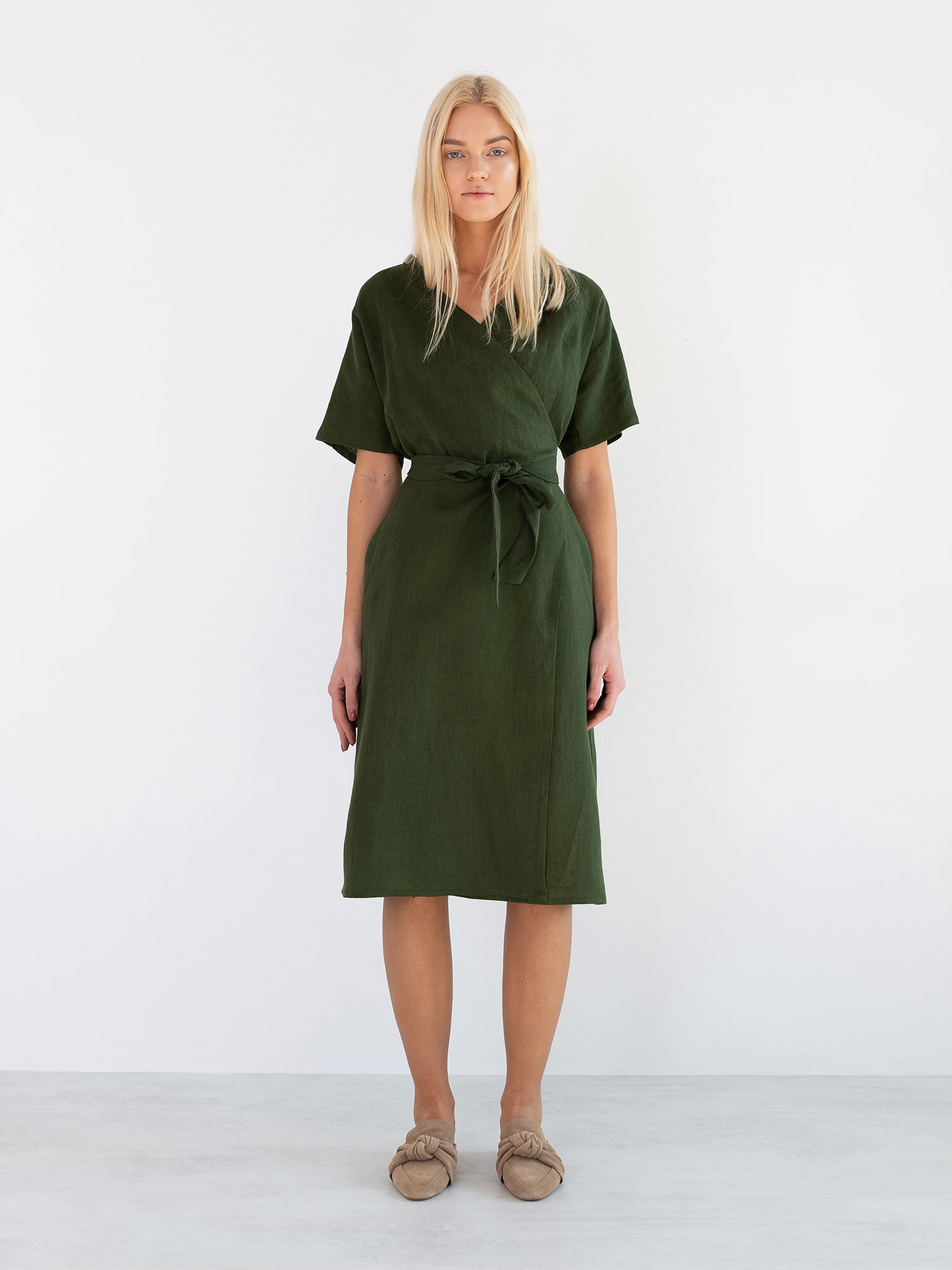 SUMMER Linen Wrap Dress - Image 2