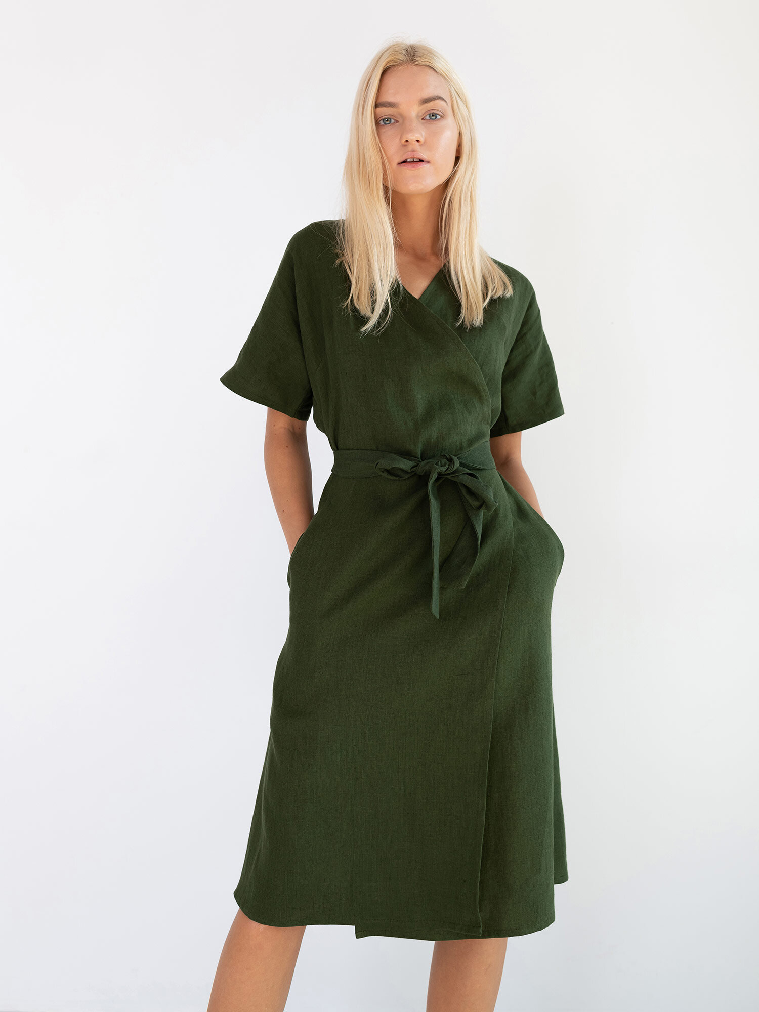 SUMMER Linen Wrap Dress - Image 3