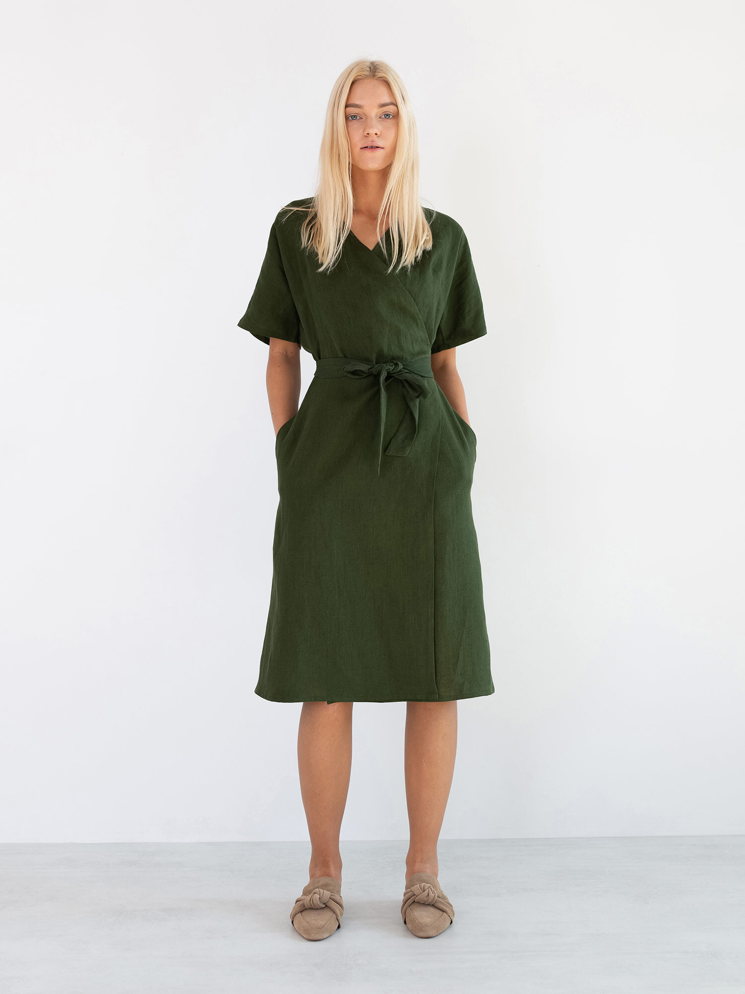 SUMMER Linen Wrap Dress - Image 4