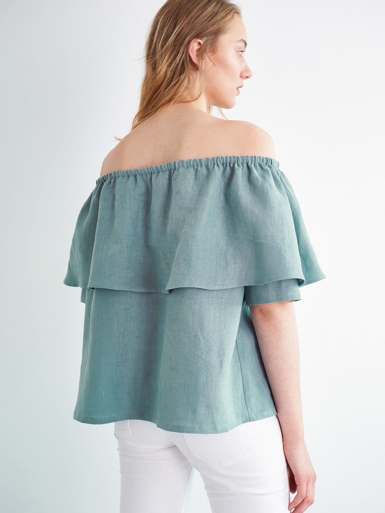 THALIA Off Shoulder Linen Top - Image 2