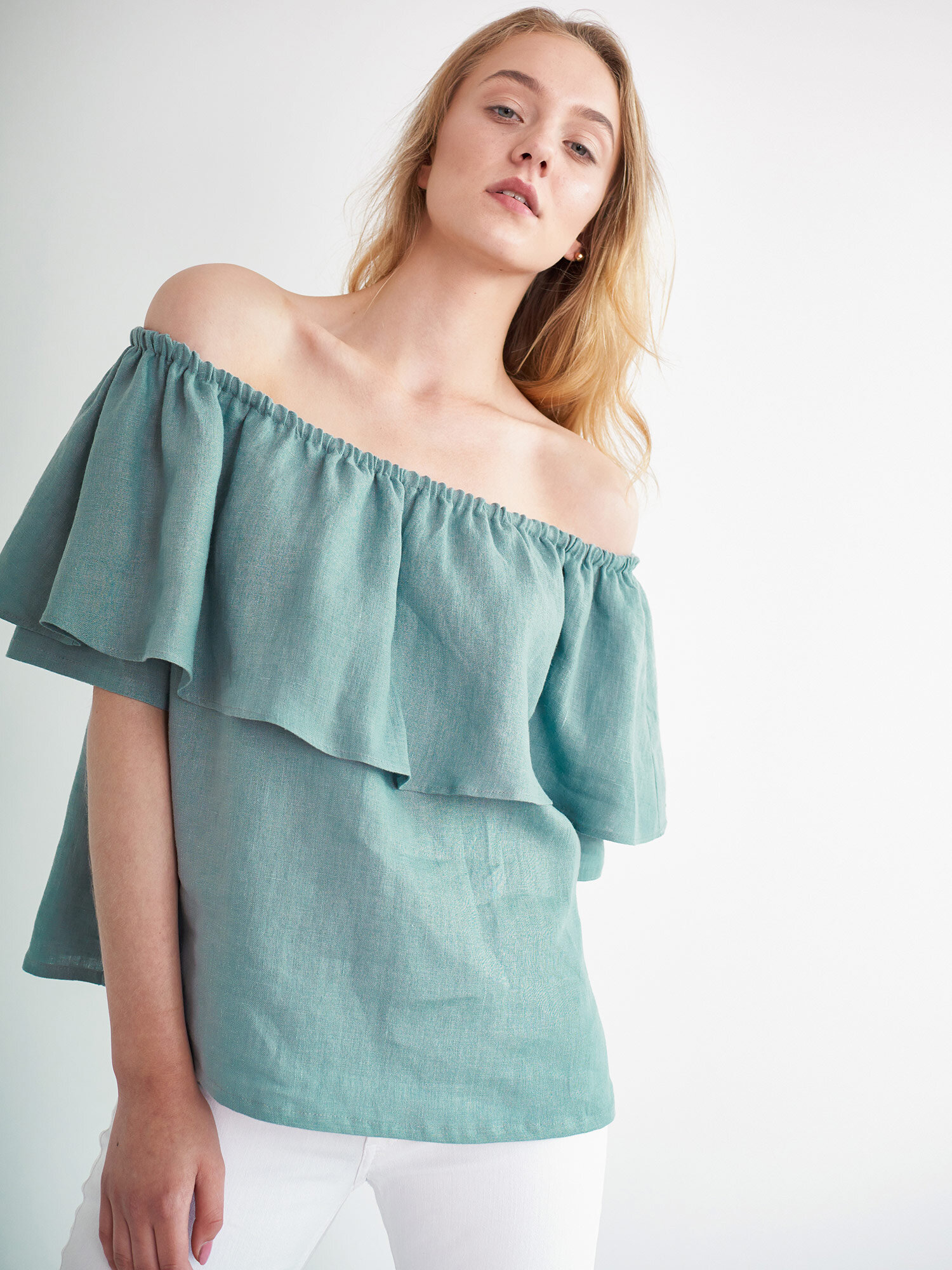 THALIA Off Shoulder Linen Top - Image 3