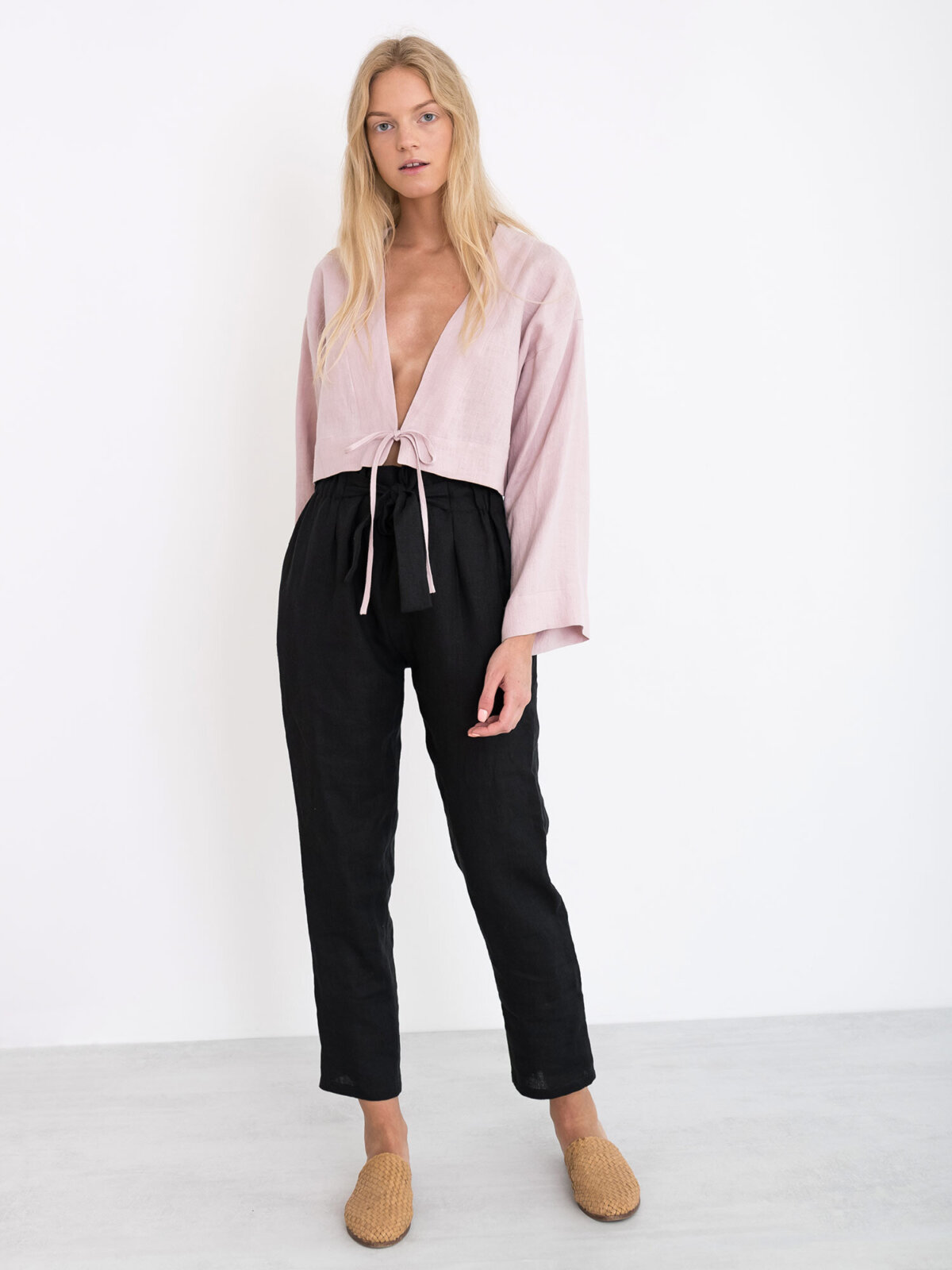 VICTORIA pellava kietaisutoppi Vanha Roosa — edestä — kokovartalokuva