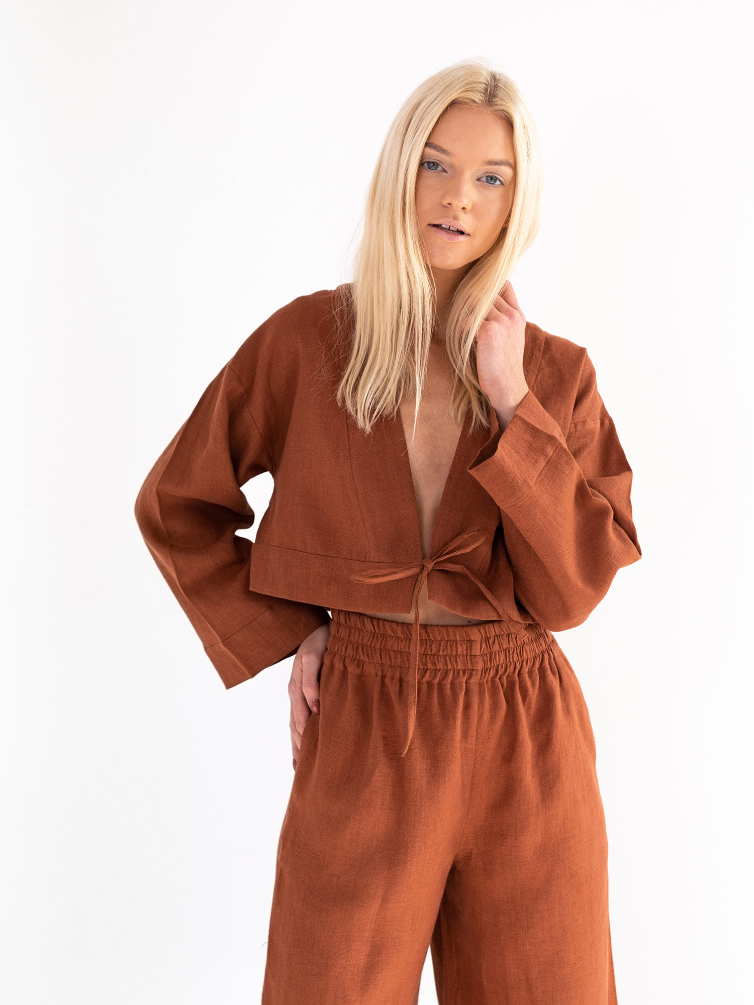 Pellavainen kietaisutoppi VICTORIA, Ruoste - Image 1