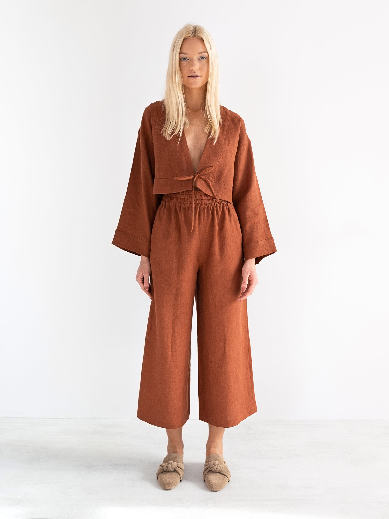 Pellavainen kietaisutoppi VICTORIA, Ruoste - Image 2