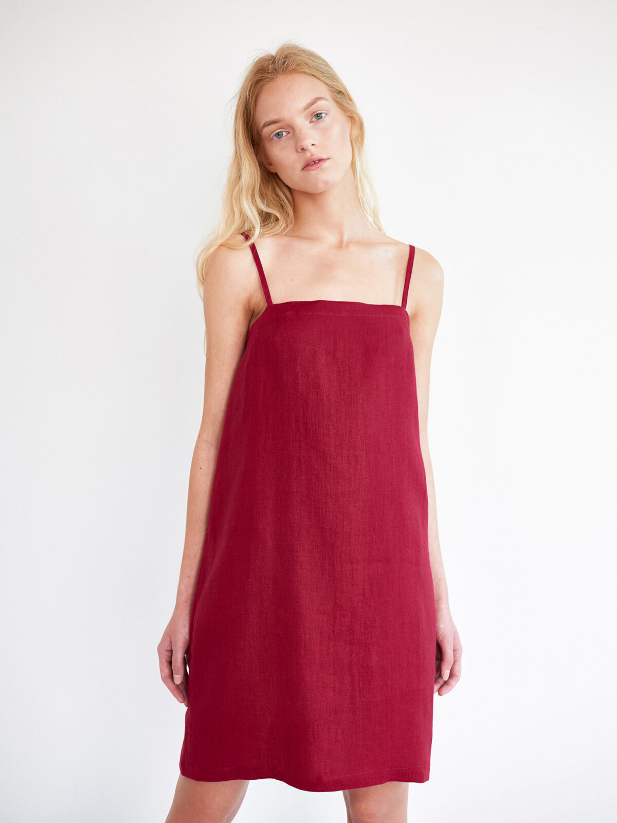 VIOLET pellava slip-mekko Kirsikanpunainen — takaa