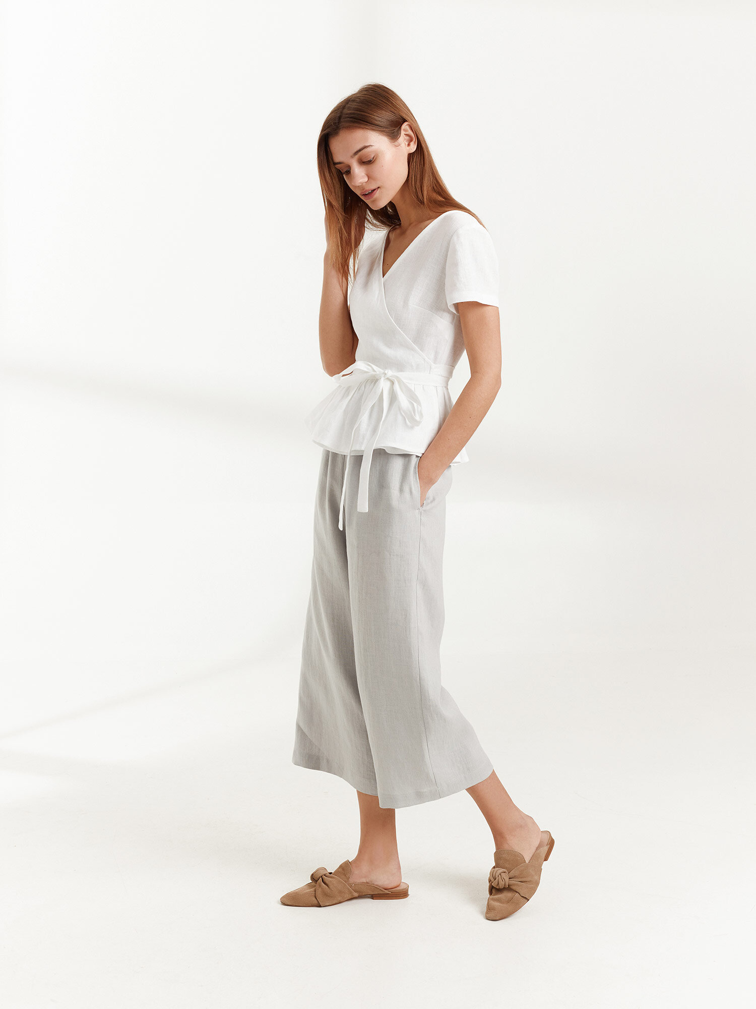 VIOLETA Linen Wrap Top - Image 1