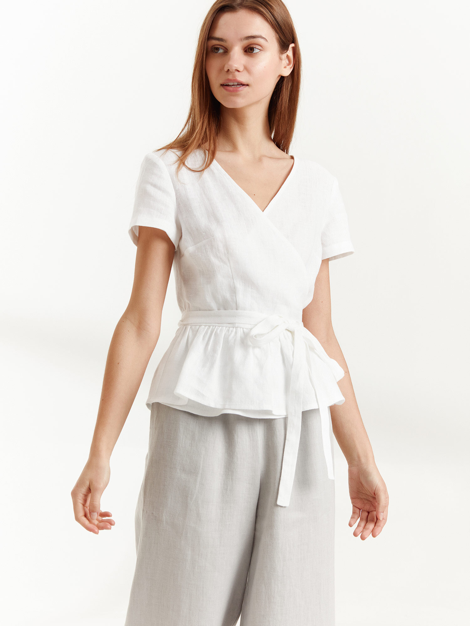 VIOLETA Linen Wrap Top - Image 2
