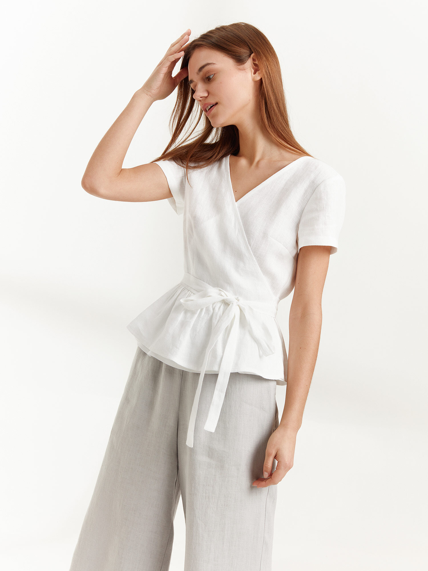 VIOLETA Linen Wrap Top - Image 4