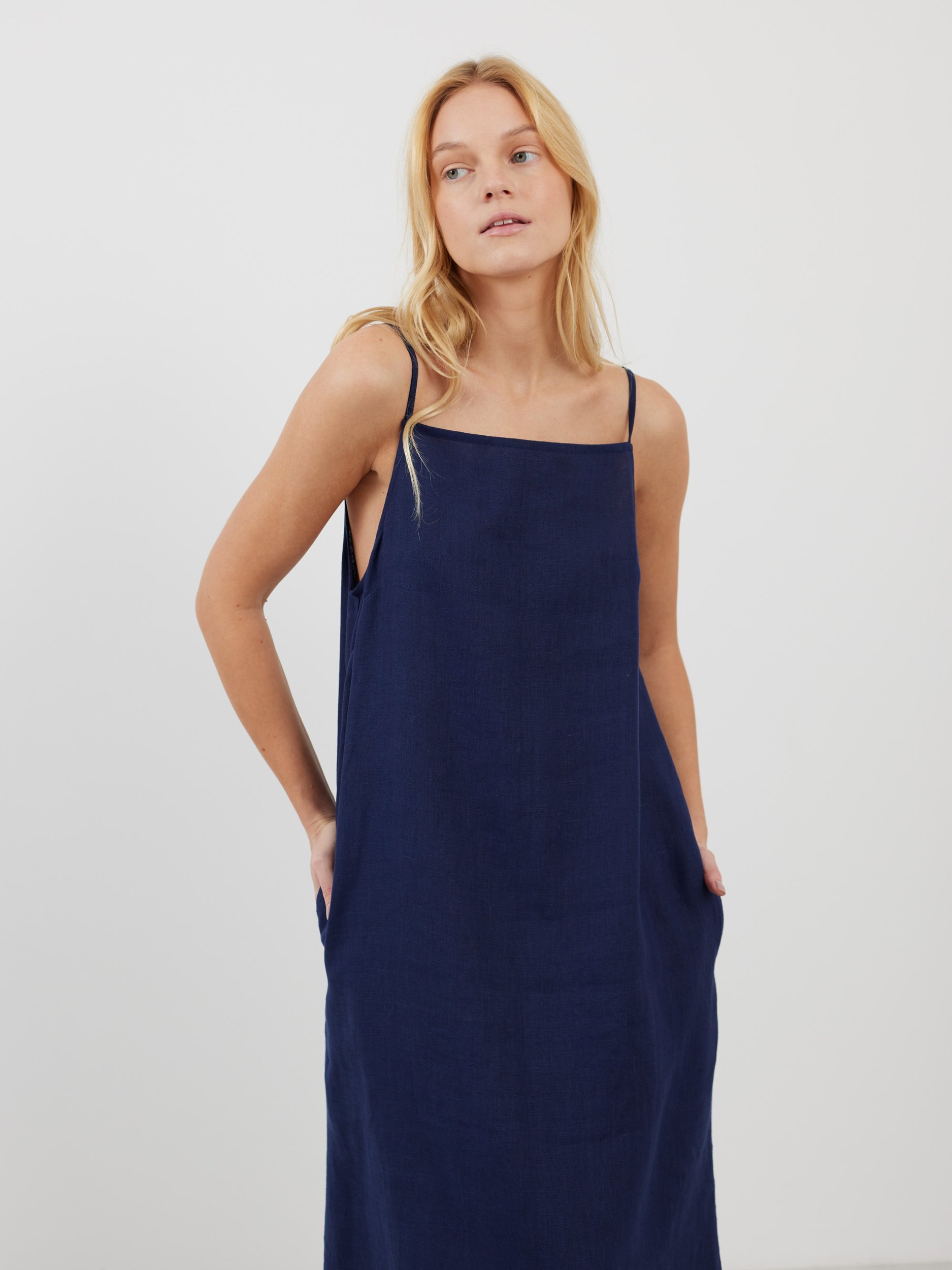 ADALINE Square Neck Linen Slip Dress - Image 5