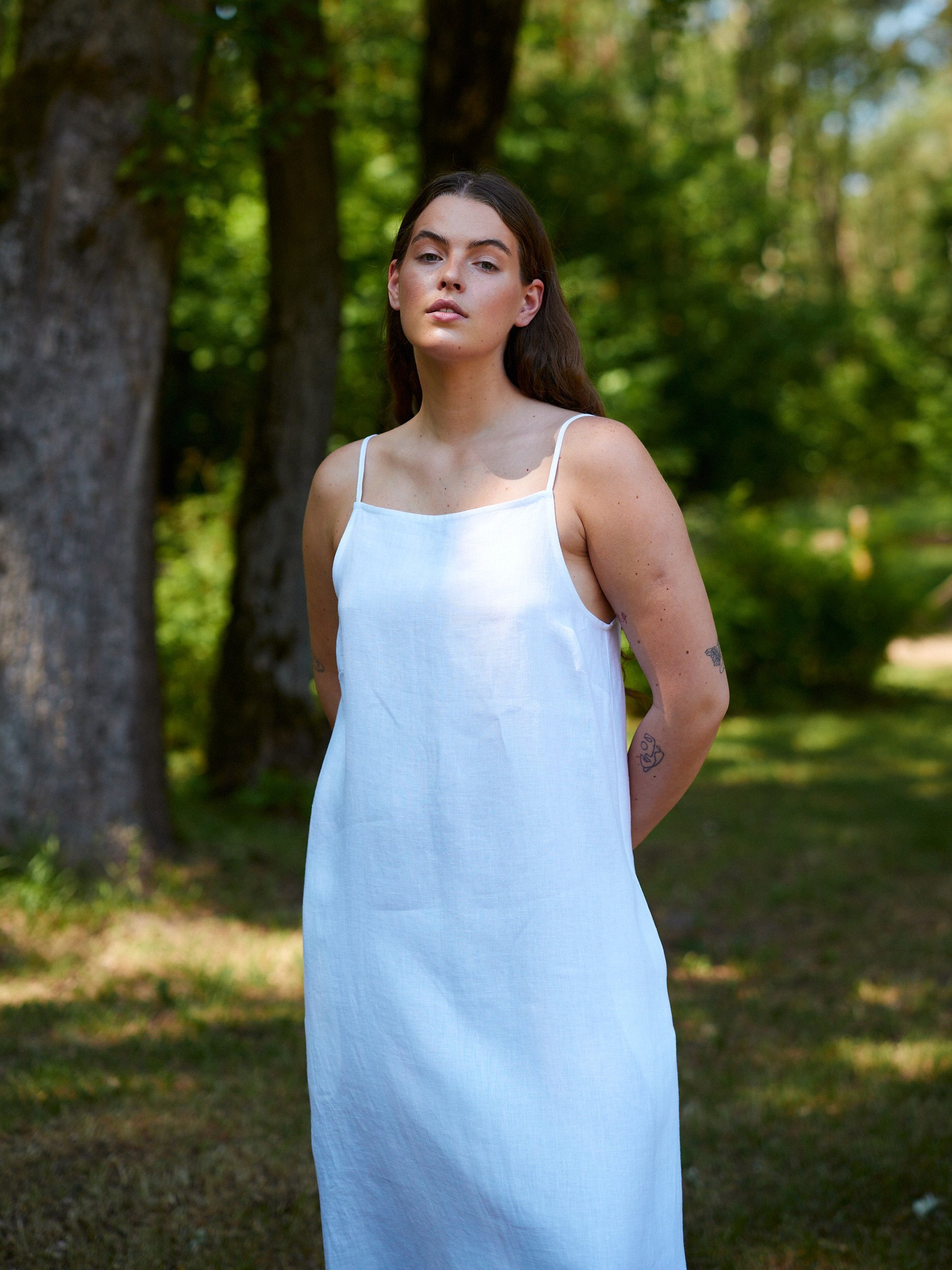 ADALINE Square Neck Linen Slip Dress - Image 4