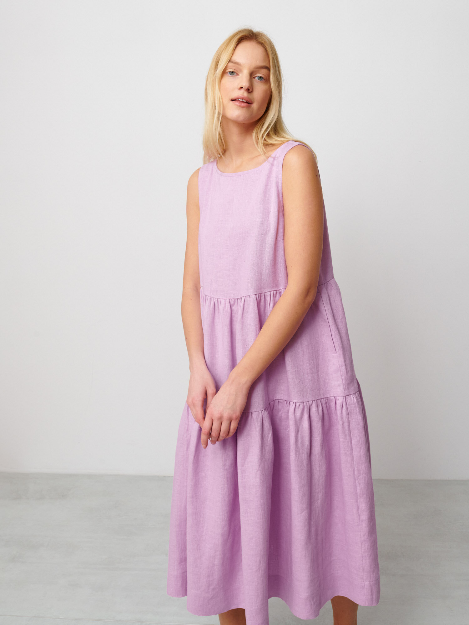 AGOTA Sleeveless Linen Midi Dress - Image 1