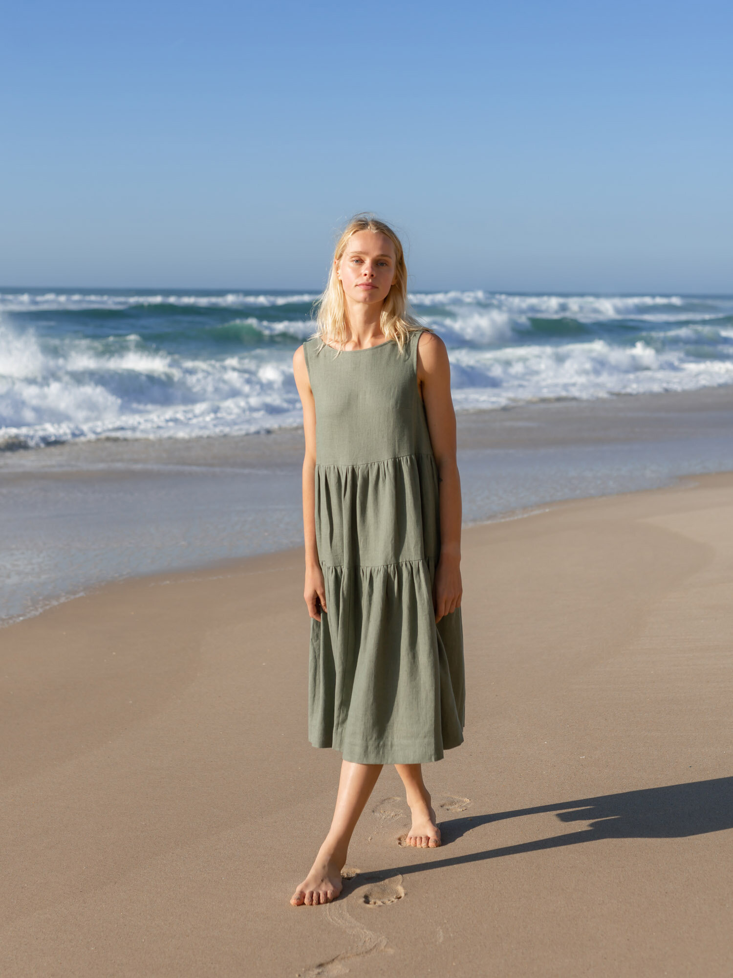 AGOTA Sleeveless Tiered Linen Dress - Image 2