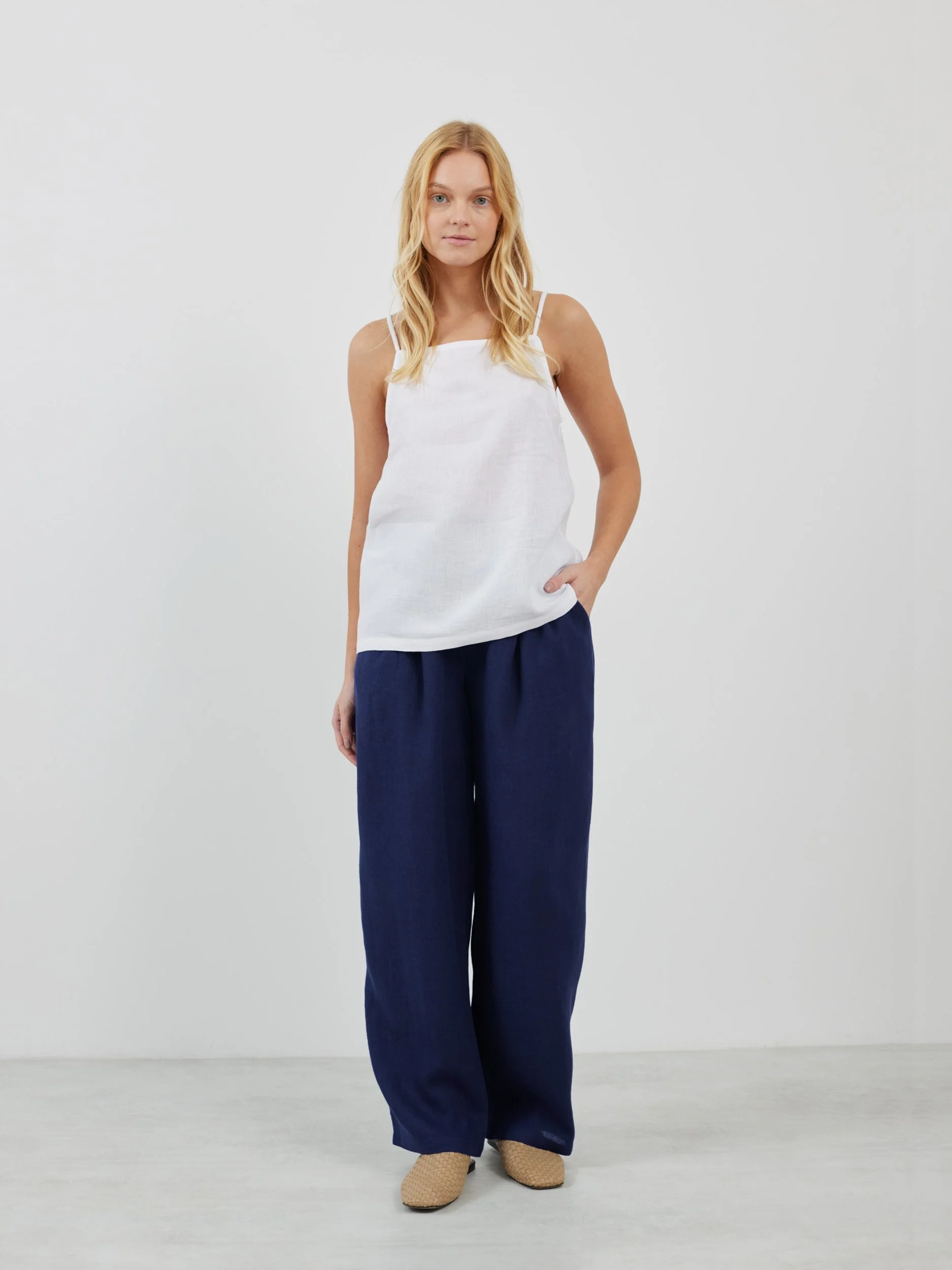 Image 2 of AMBER Linen Camisole Top in White from Love and Confuse