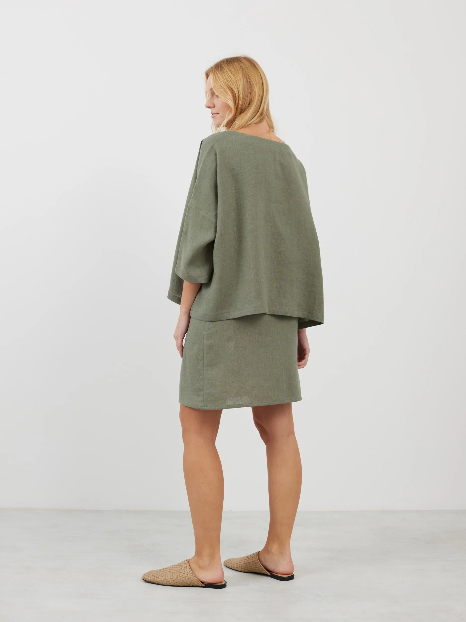 Image 4 of AMELIA Linen Top in Sage Green from Love and Confuse