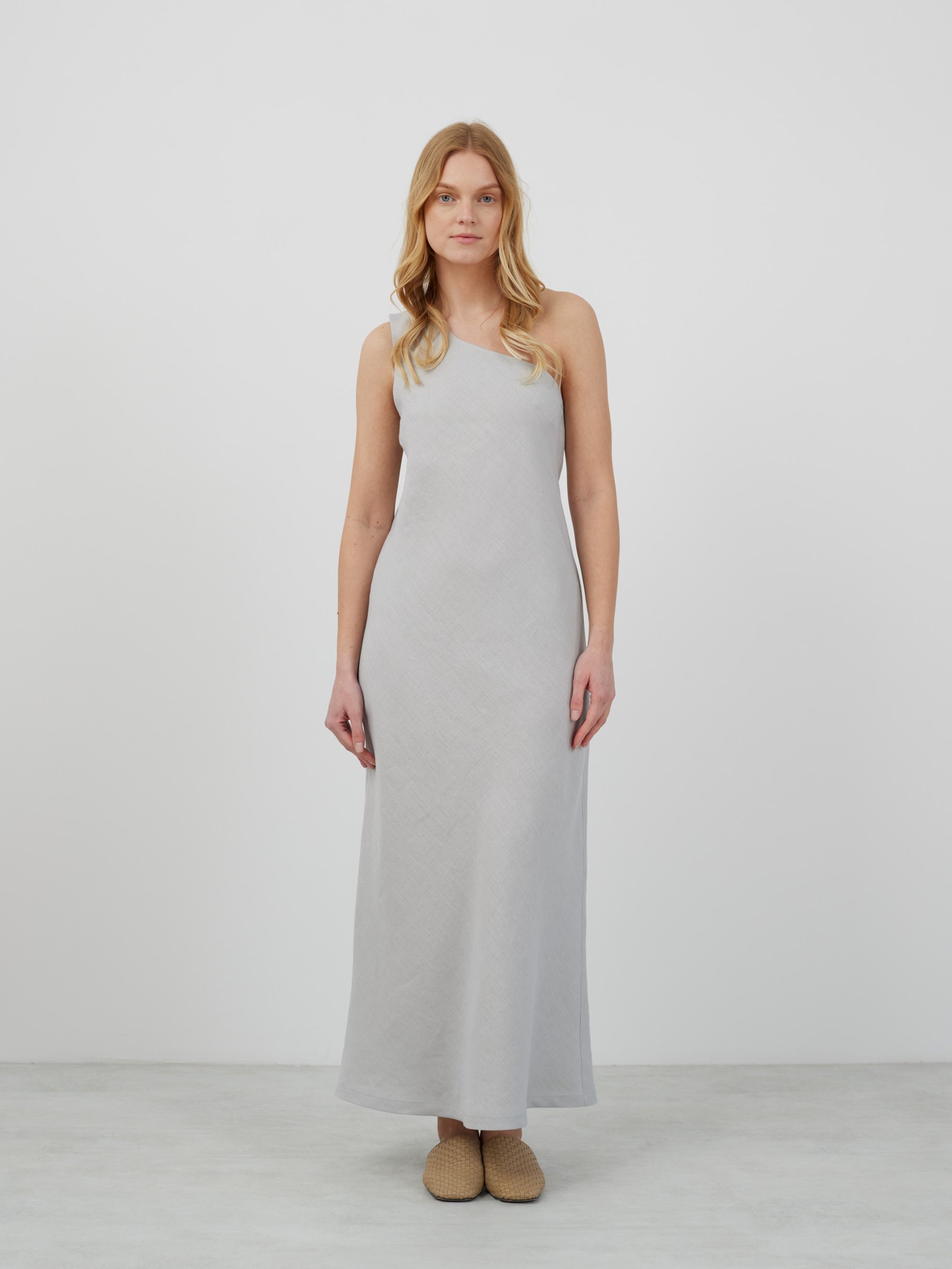 ANGELINA One-Shoulder Linen Maxi Dress - Image 2