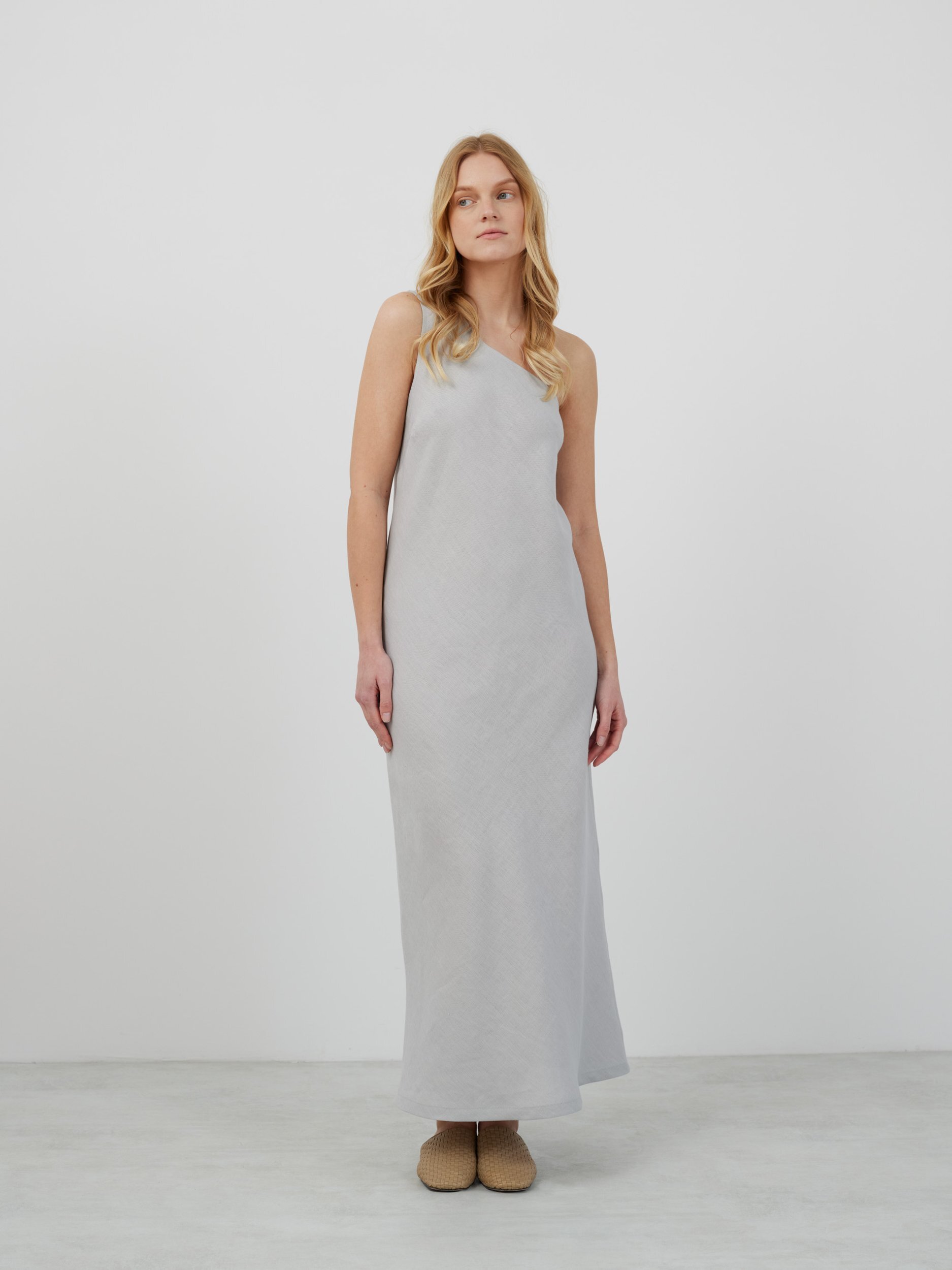 ANGELINA One-Shoulder Linen Maxi Dress - Image 4