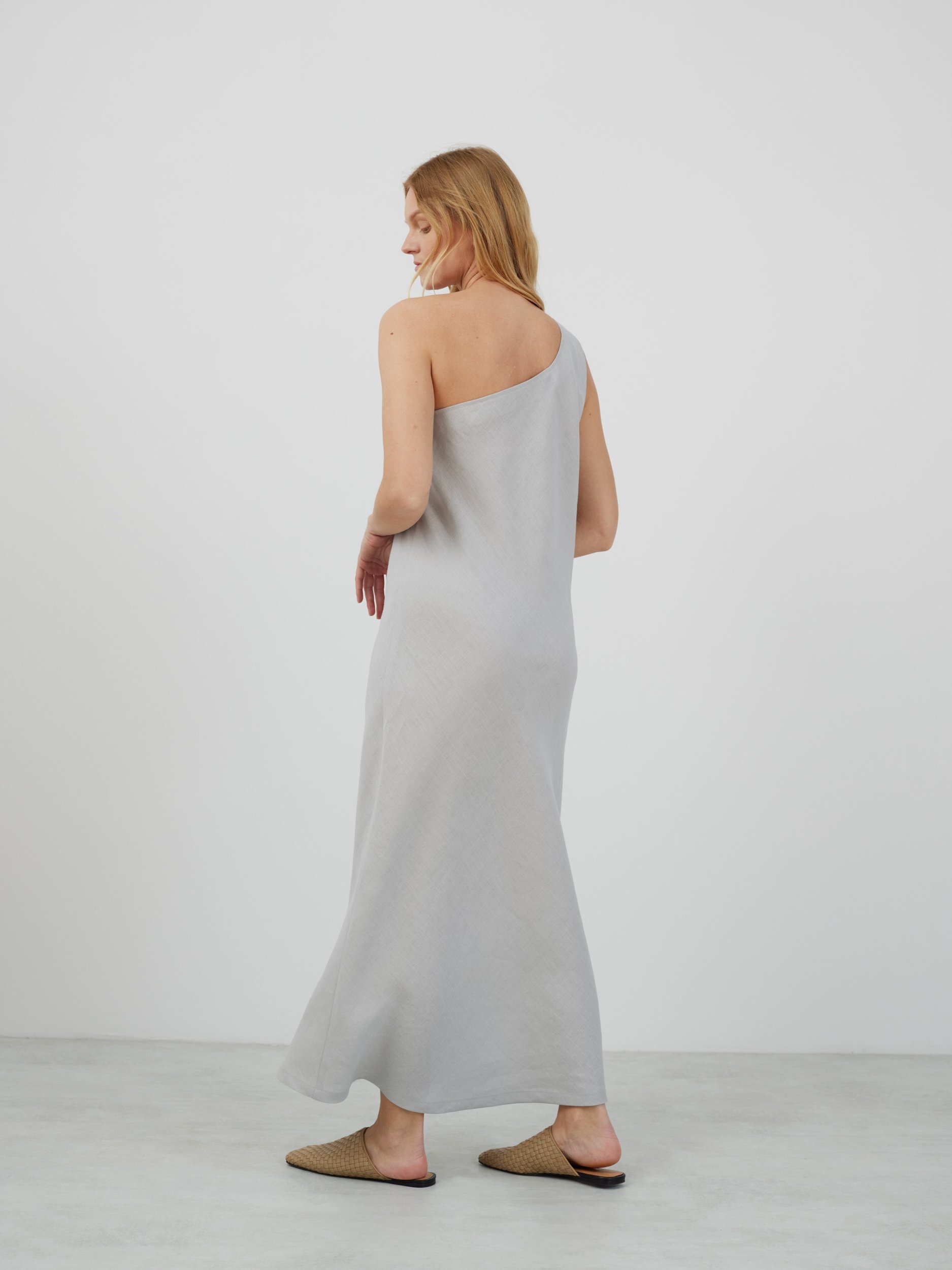 ANGELINA One-Shoulder Linen Maxi Dress - Image 5