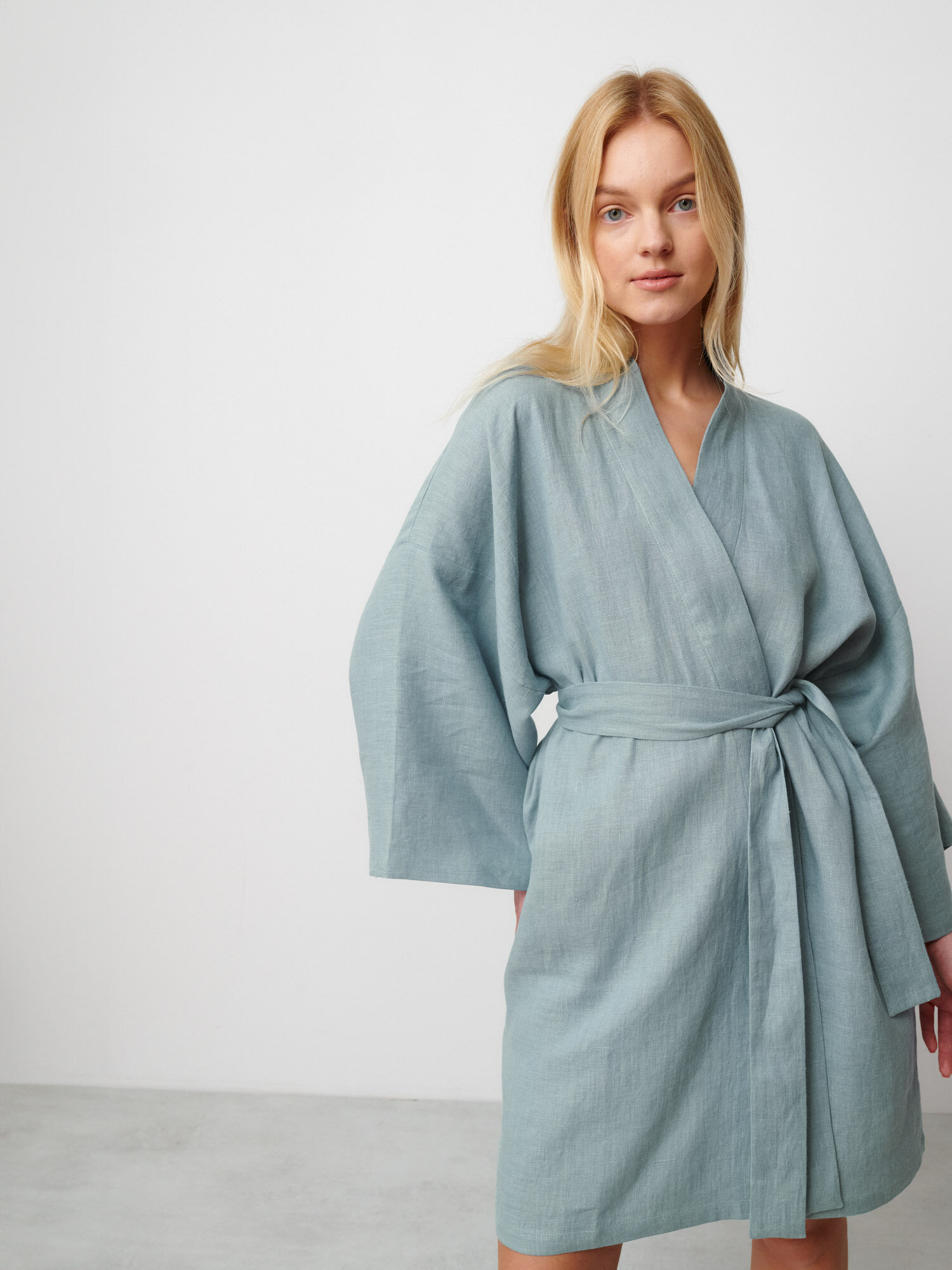 ATHENA Linen Wrap Dress - Image 1