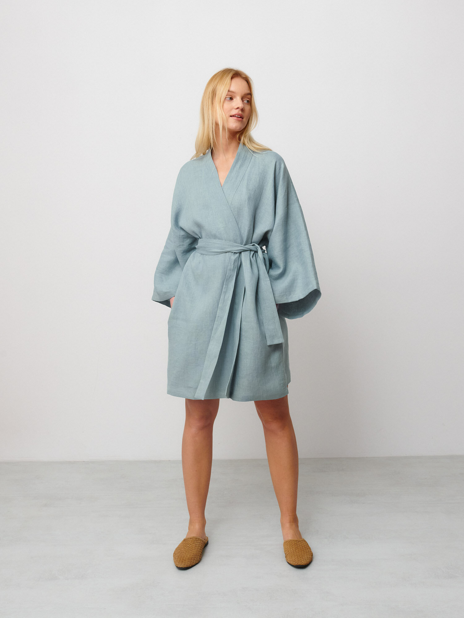 ATHENA Linen Wrap Dress - Image 2