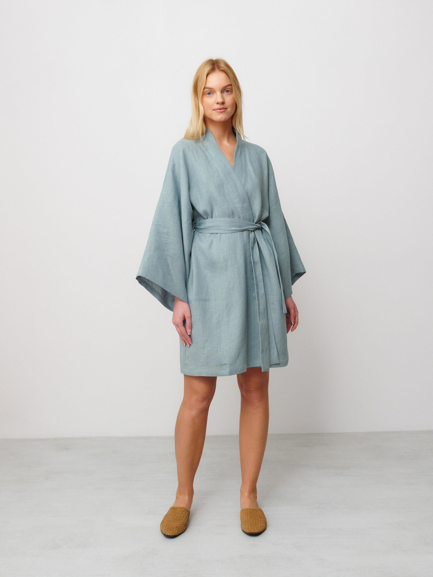 ATHENA Linen Wrap Dress - Image 3