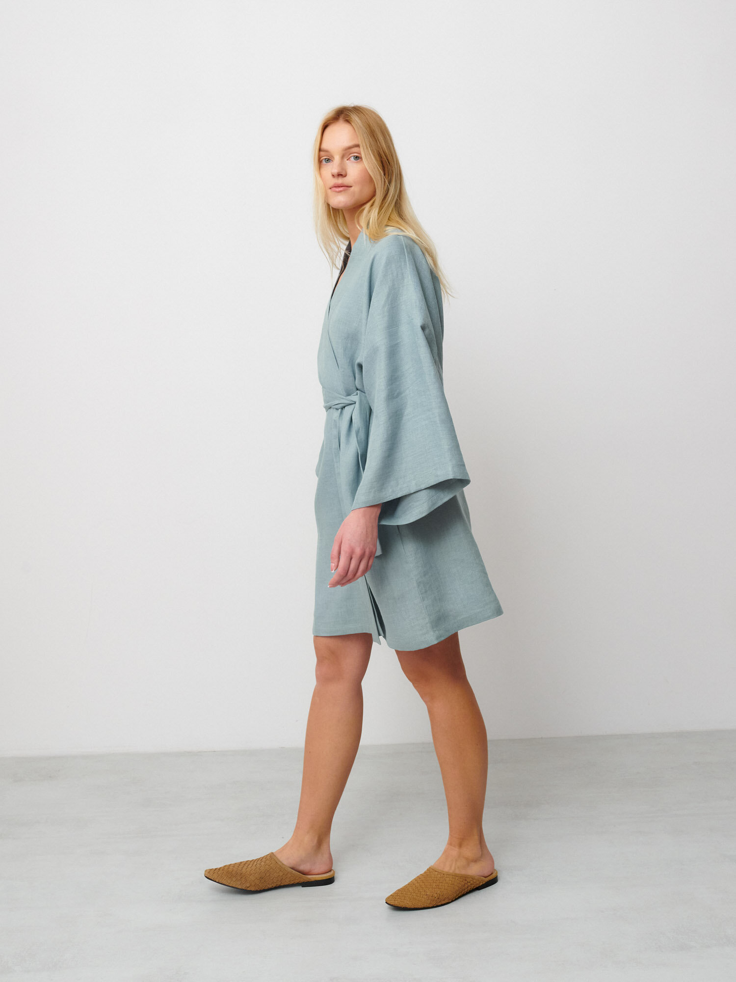 ATHENA Linen Wrap Dress - Image 4