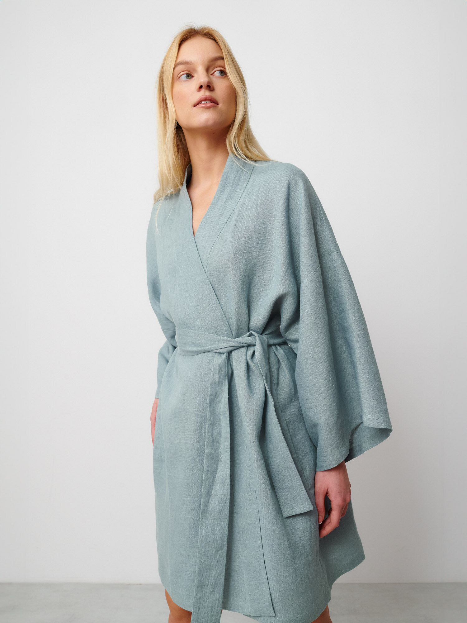 ATHENA Linen Wrap Dress - Image 5