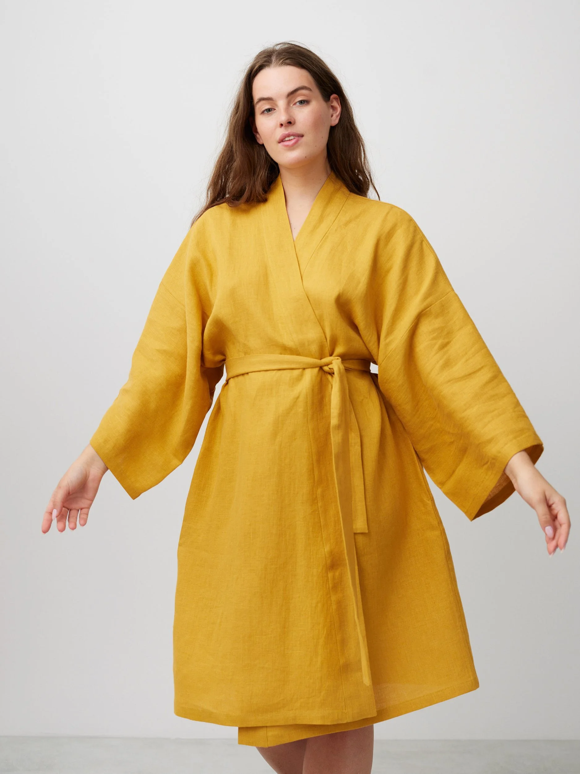 Image 3 of ATHENA Linen Wrap Dress in Mustard from Love and Confuse