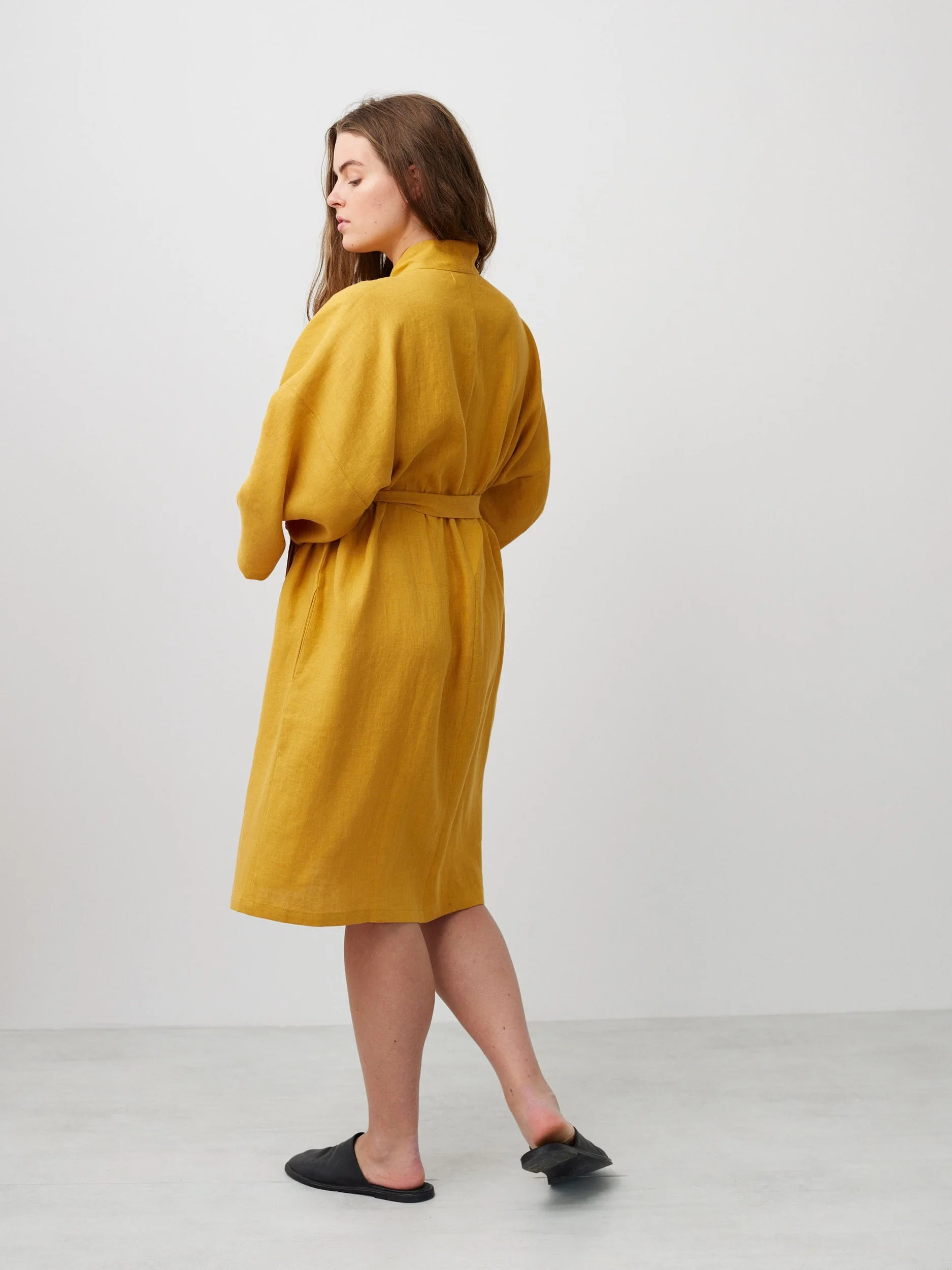 Image 5 of ATHENA Linen Wrap Dress in Mustard from Love and Confuse