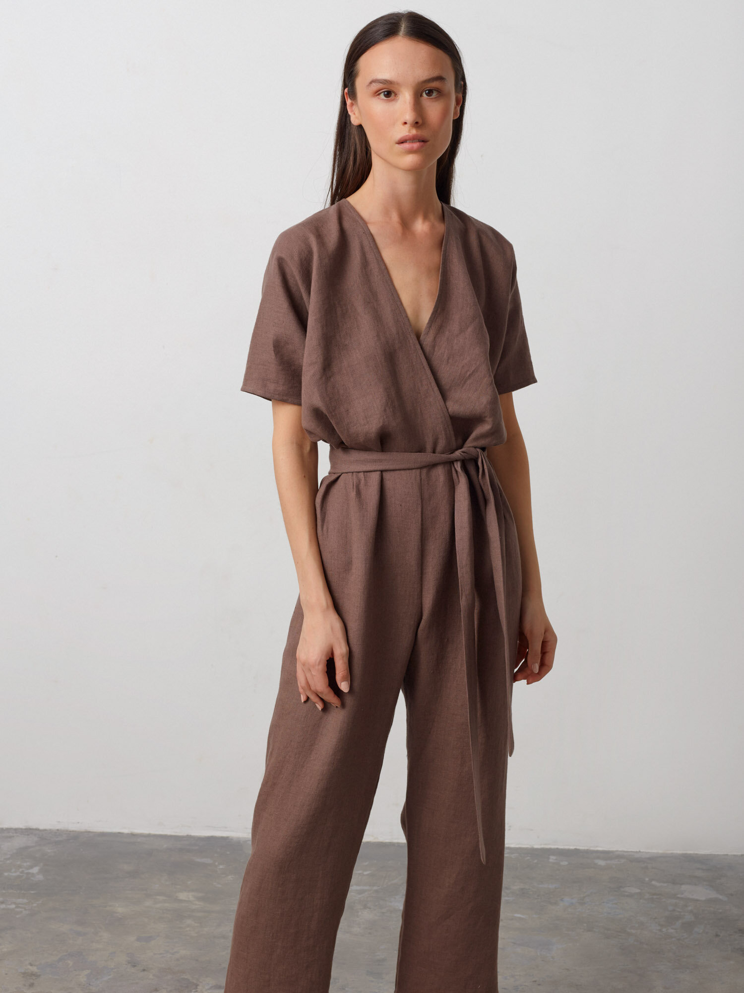 AURORA Linen Jumpsuit in Cocoa - Image 2