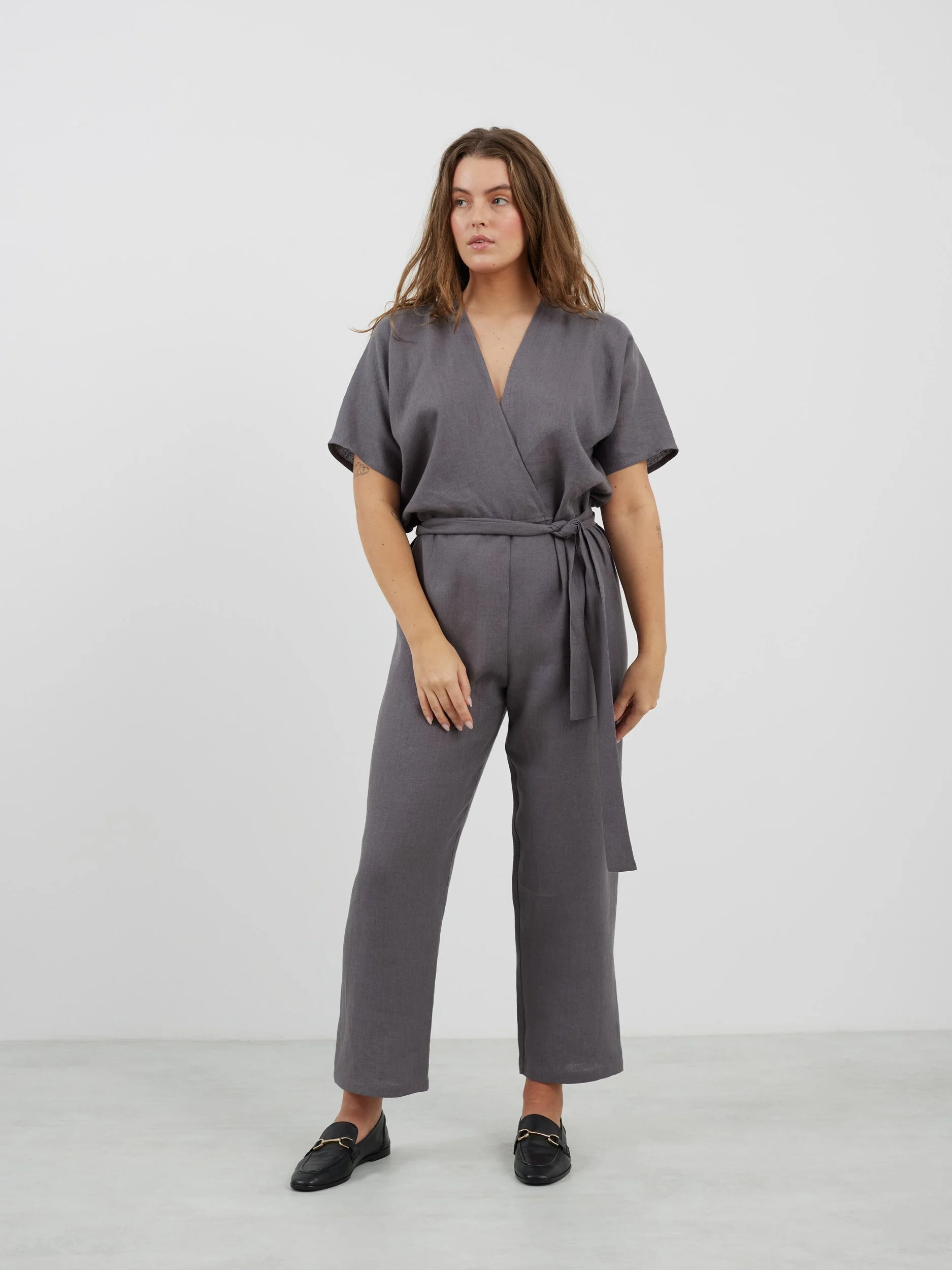Image 2 of AURORA Linen Jumpsuit in Light Grey from Love and Confuse