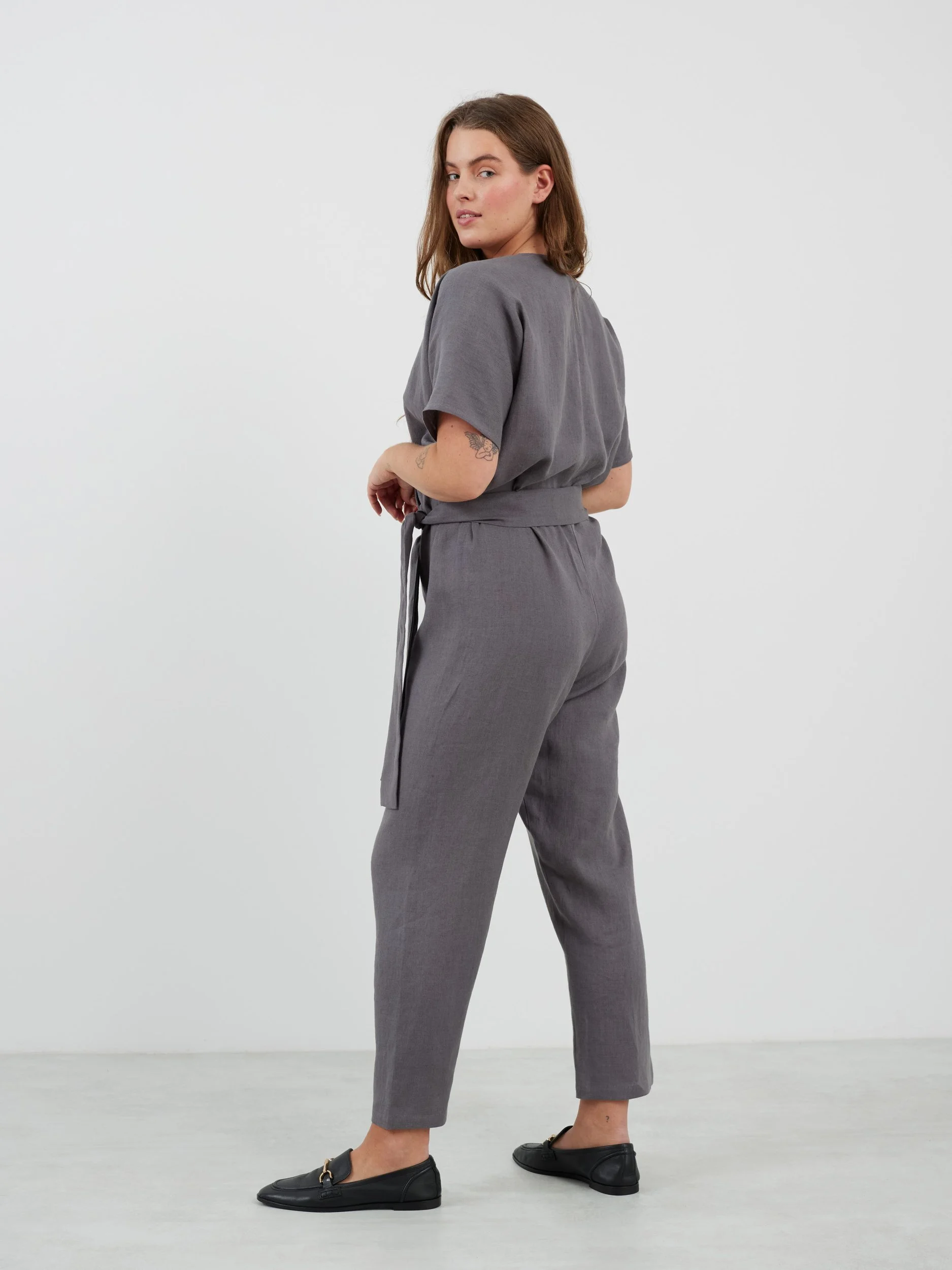 Image 5 of AURORA Linen Jumpsuit in Light Grey from Love and Confuse