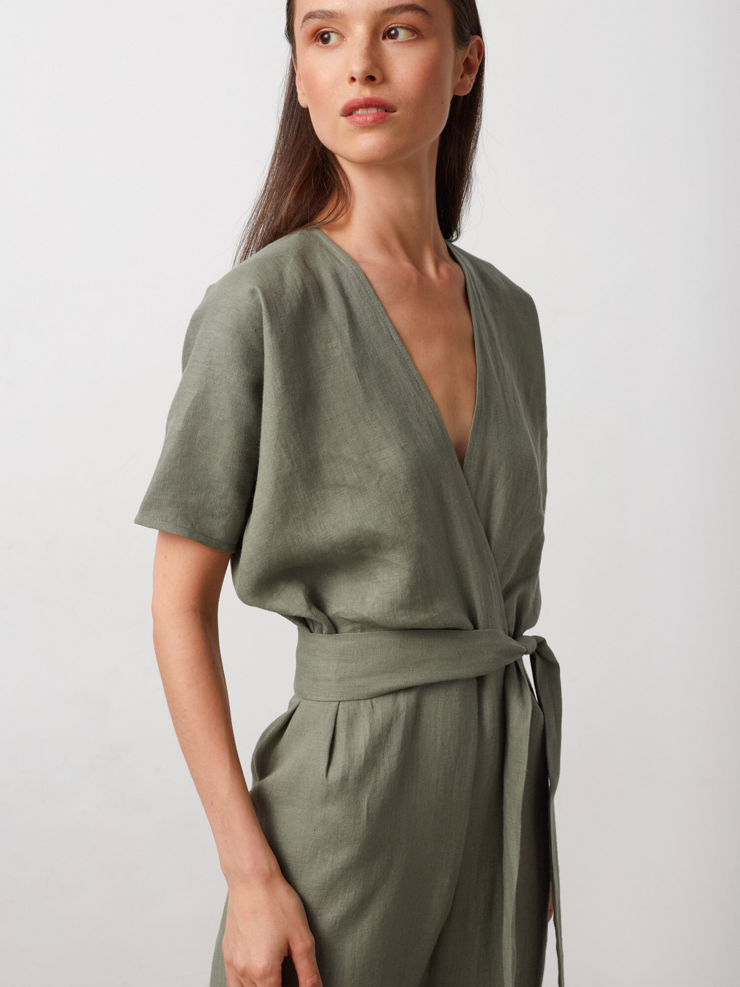 AURORA Linen Jumpsuit in Sage Green - Image 4