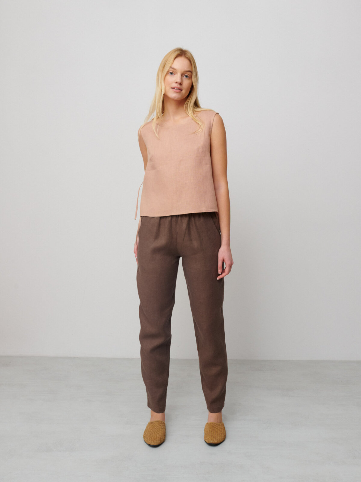 Image 2 of AVERY Linen Tank Top in Camel from Love and Confuse