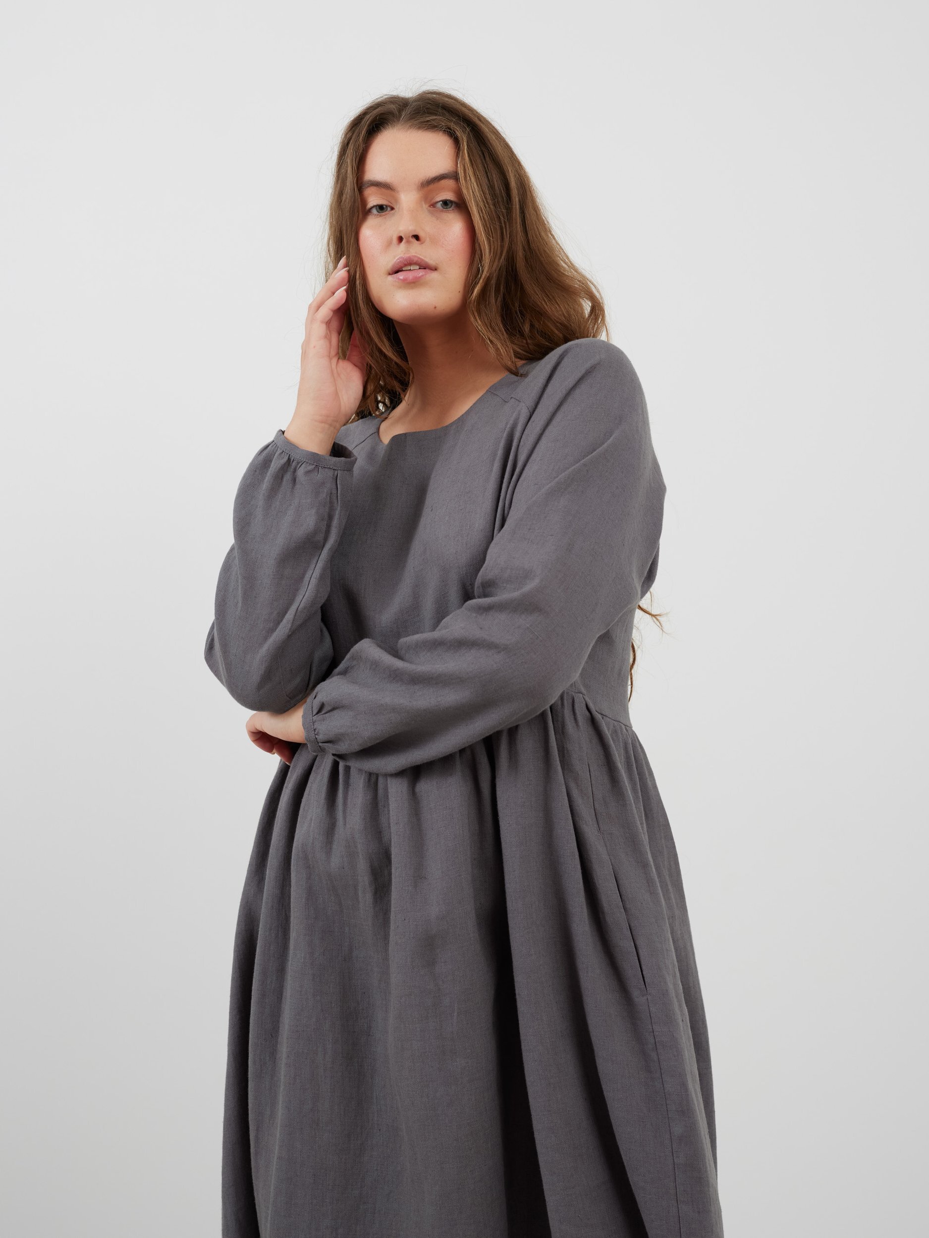 BAY Long Sleeve Linen Dress - Image 1