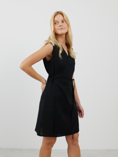 BROOKE Linen Sleeveless Wrap Dress