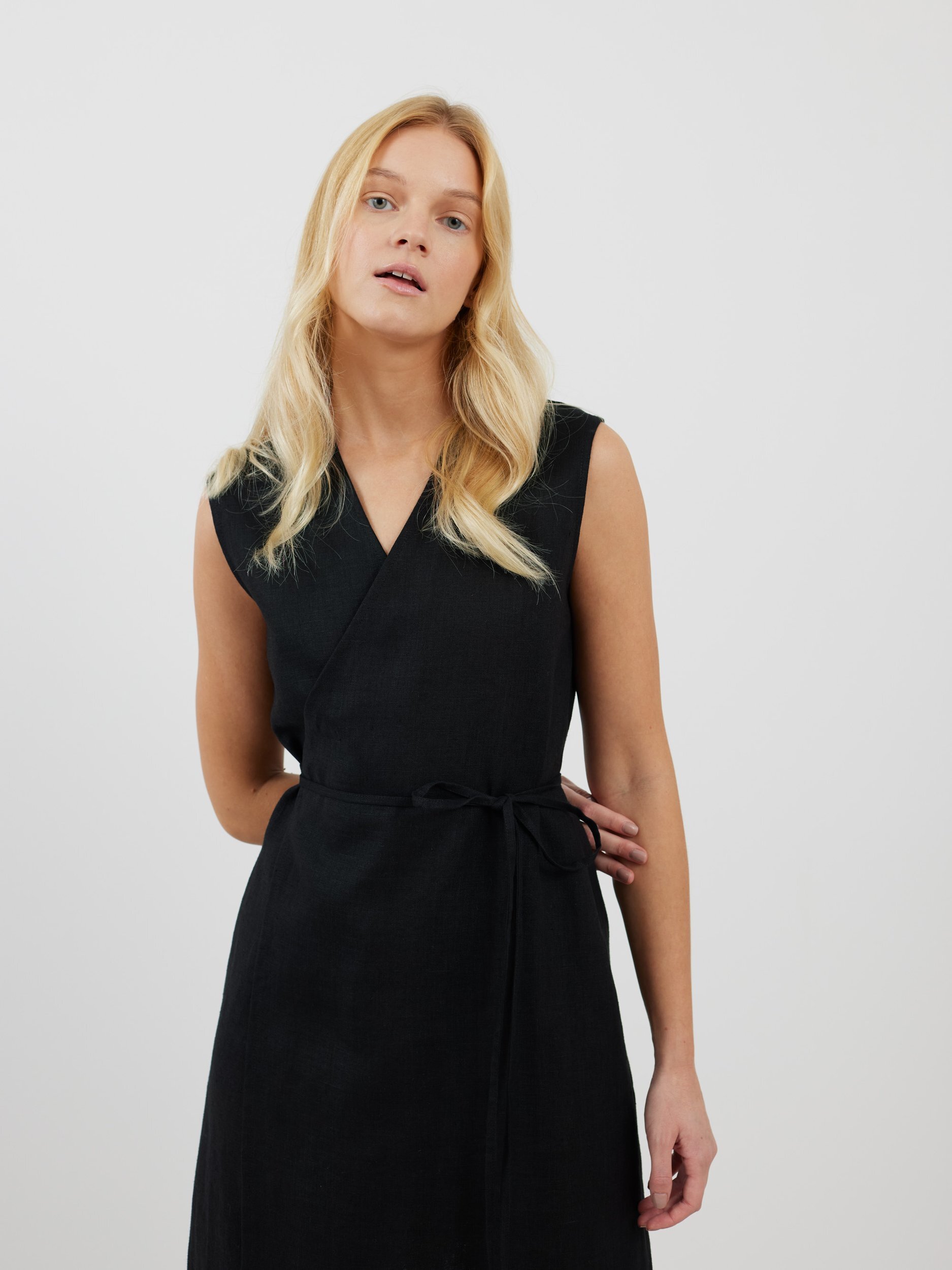 BROOKE Linen Sleeveless Wrap Dress - Image 5