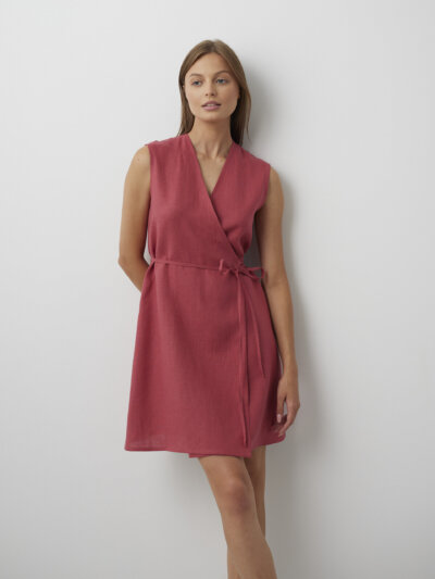 BROOKE Sleeveless Linen Wrap Dress