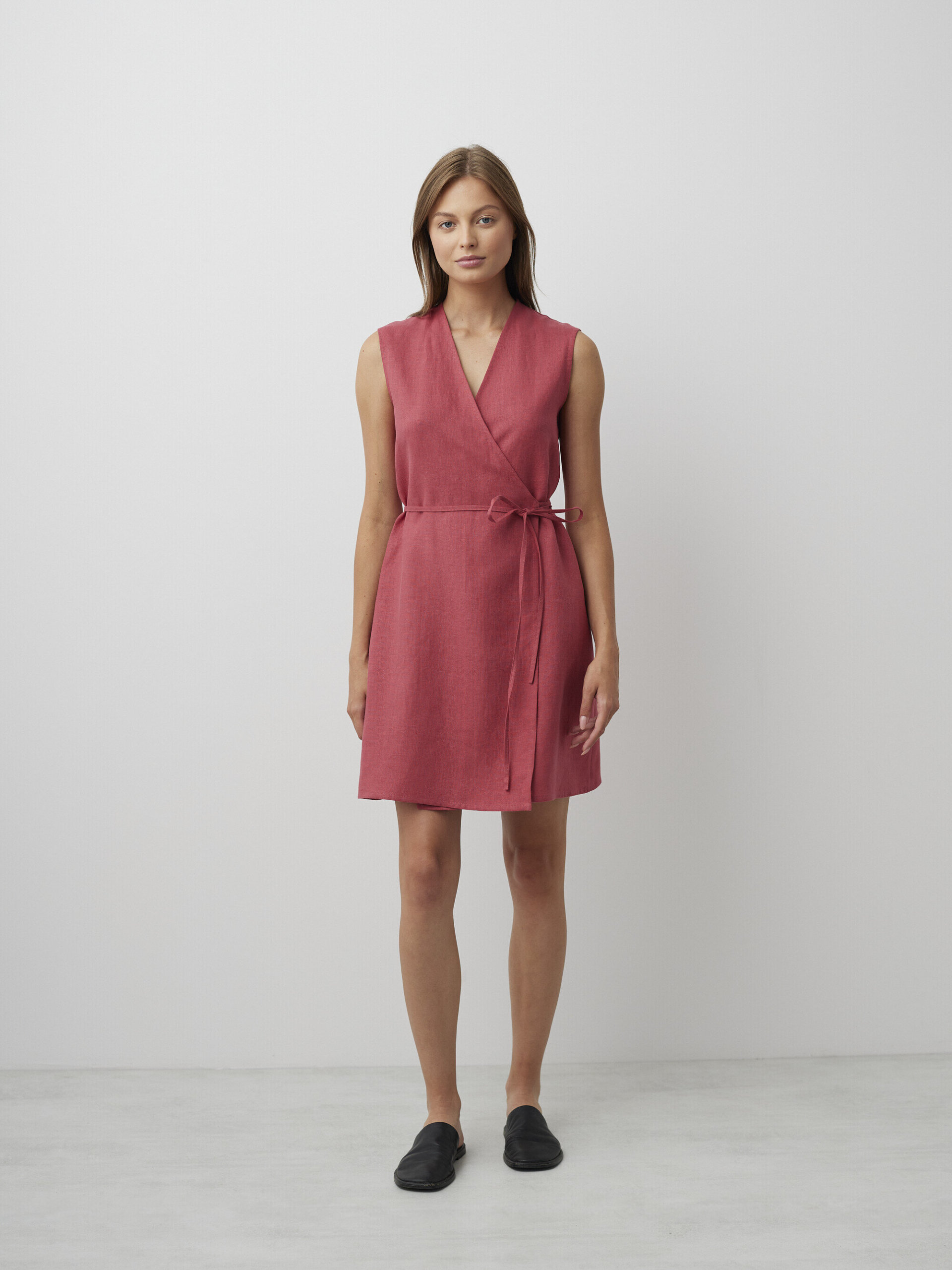 BROOKE Sleeveless Linen Wrap Dress - Image 2